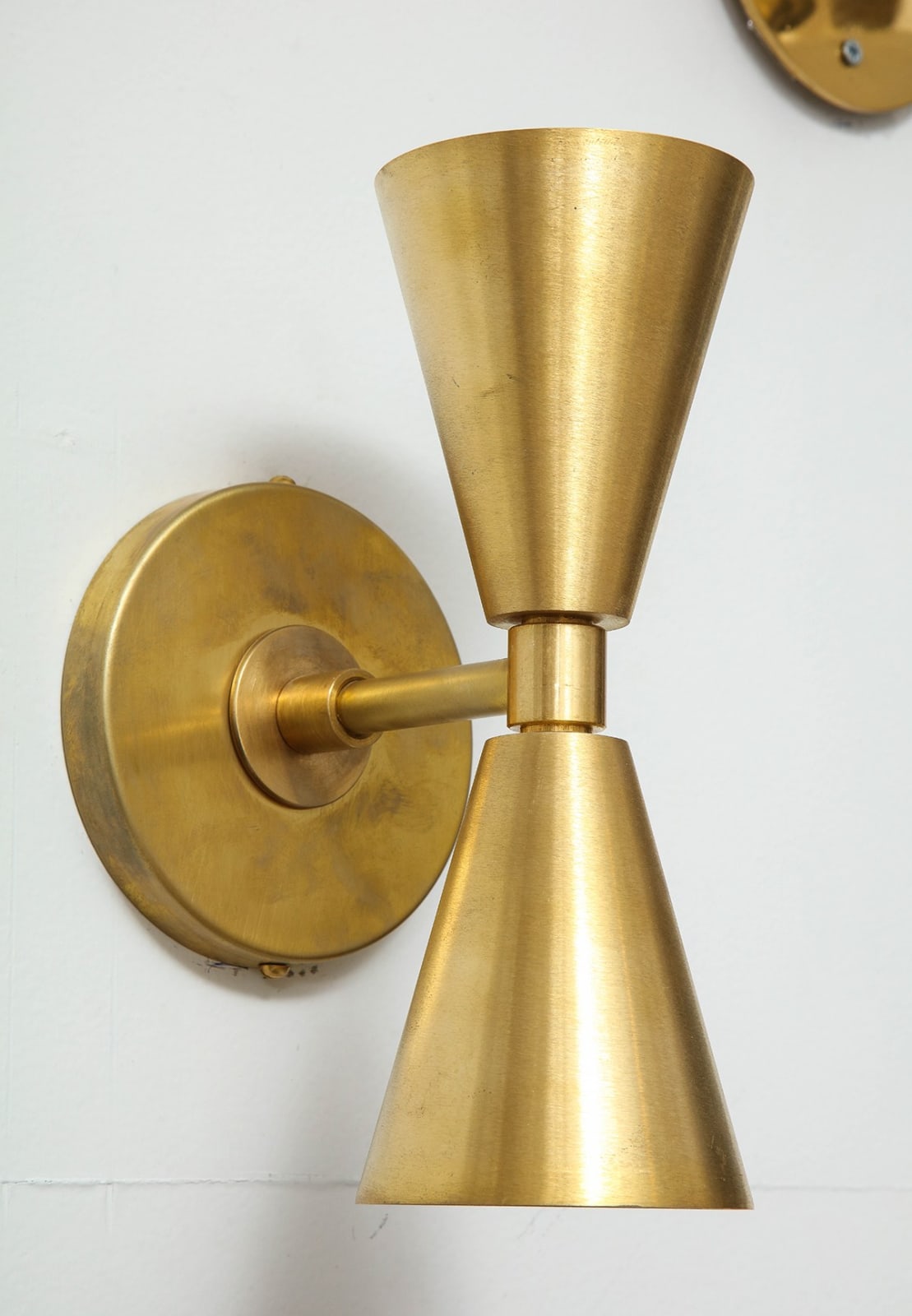 Pair of Custom Brass Sconces in the Midcentury Manner, 21st century