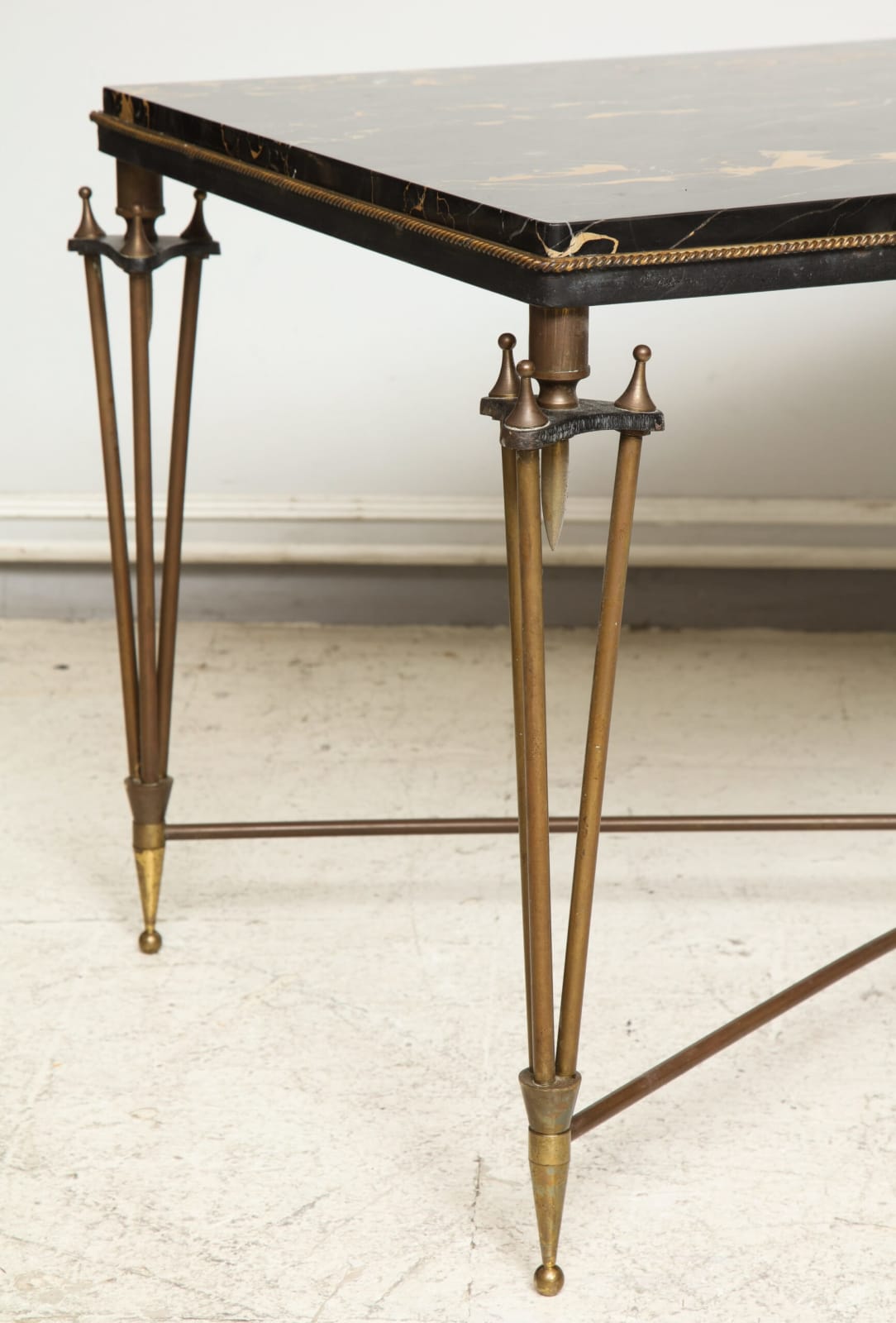 Gilbert Poillerat Style Bronze and Iron Coffee Table with Marble Top