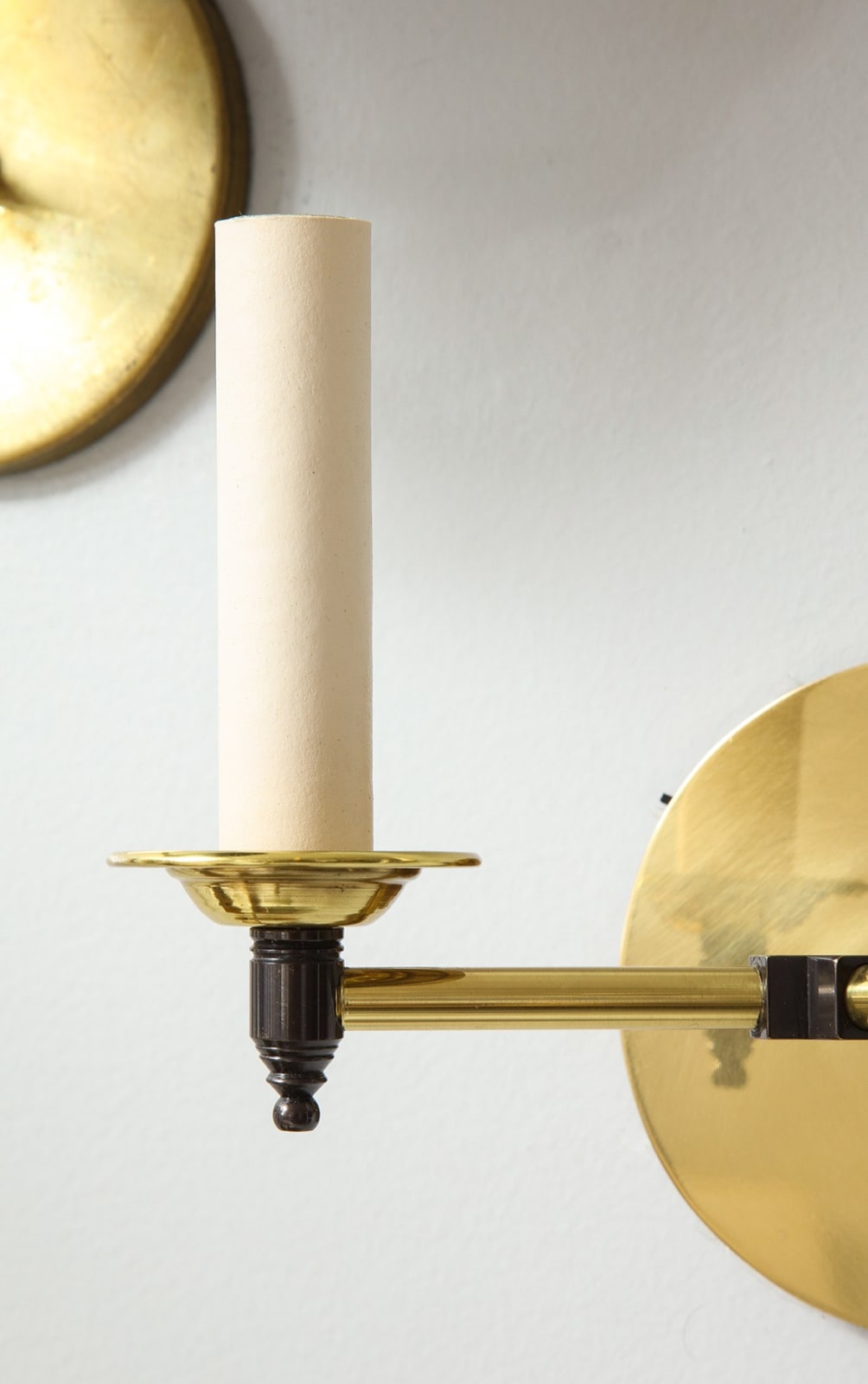 Custom Pair of Two-Arm Brass Sconces in the Midcentury Manner
