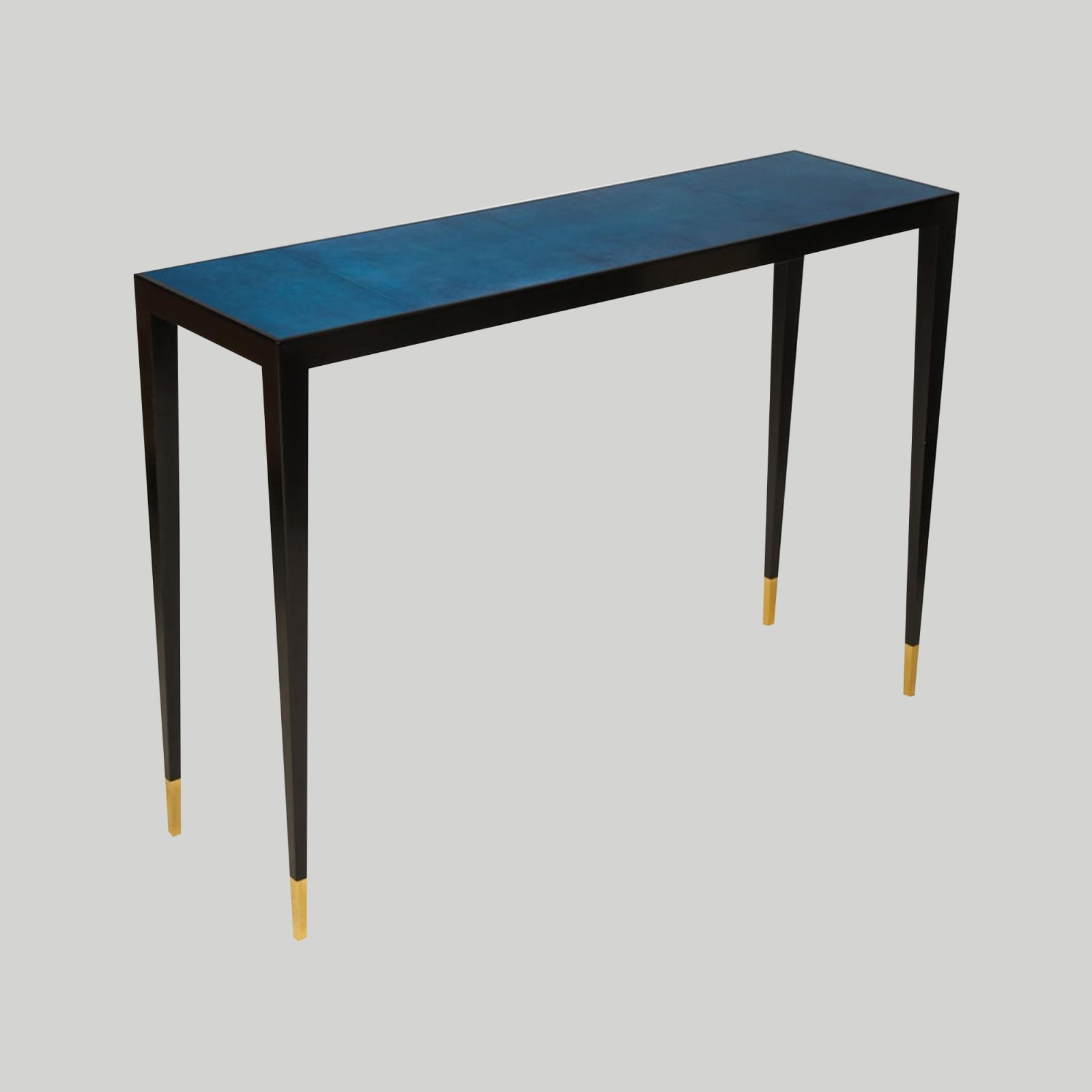 Custom Ebonized Console with Blue Parchment Top, 21st century