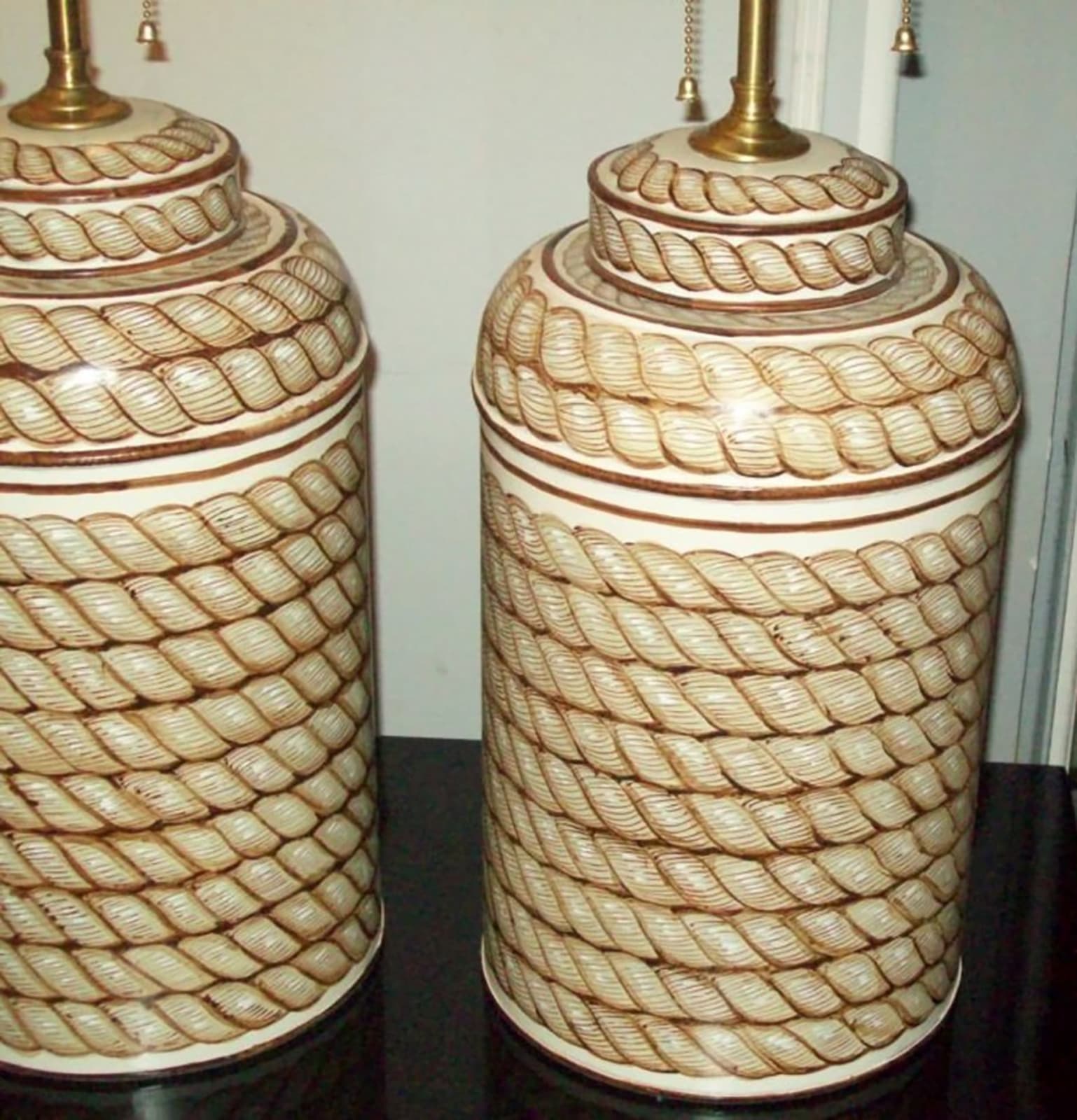 Custom Pair of Hand-Painted Tole Canister Lamps