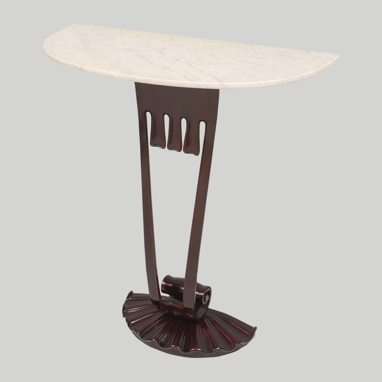 A Mahogany Art Deco-Style Console with Marble Top, 21st century