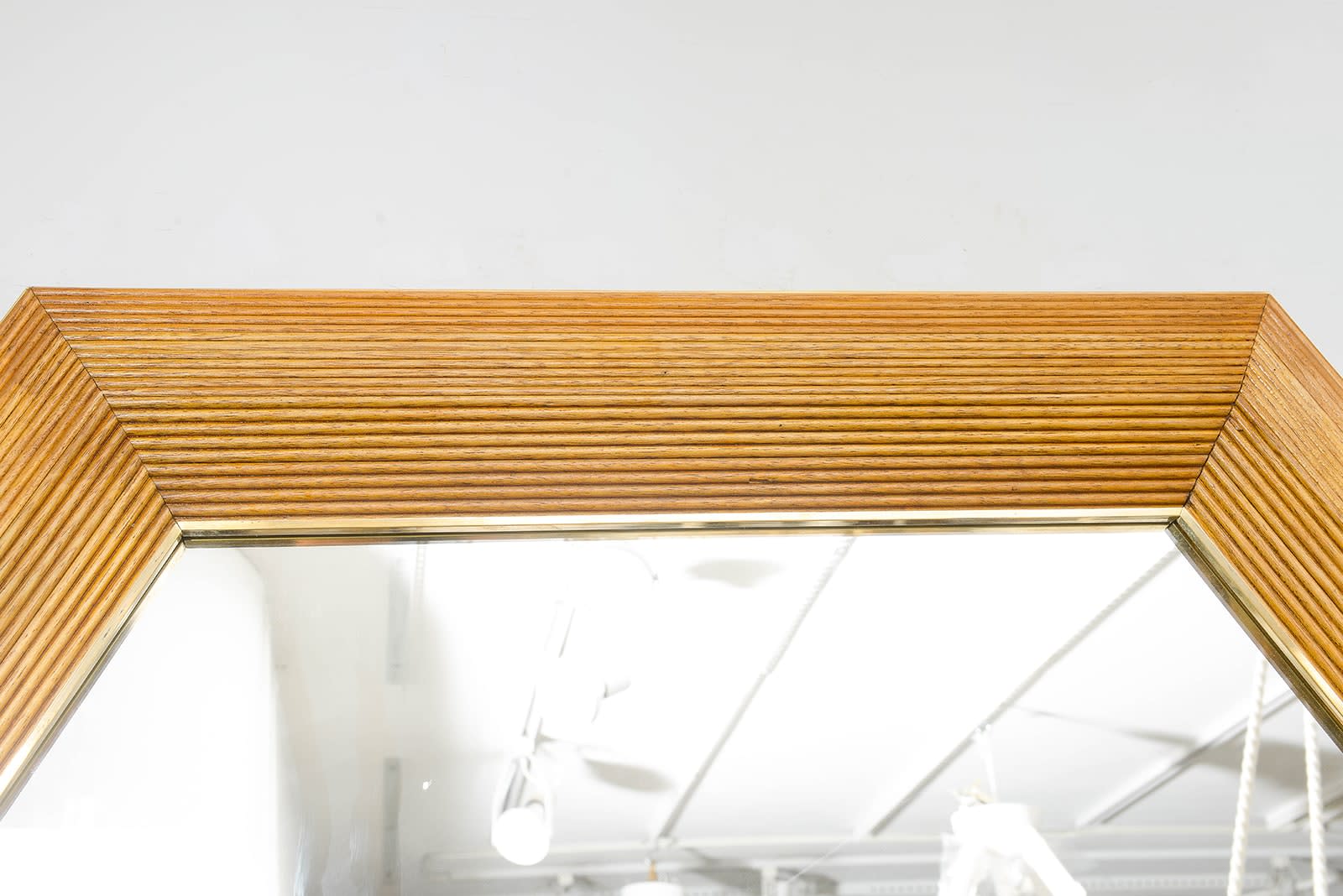 Contemporary Italian Hexagonal Rattan Mirror, 21st Century