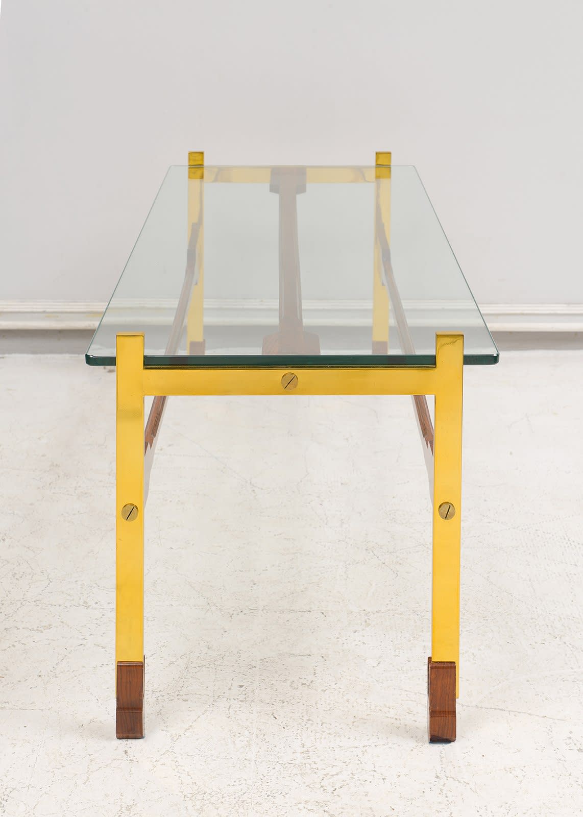 Sculptural Rosewood and Brass Coffee Table, c 1950's - 1970's