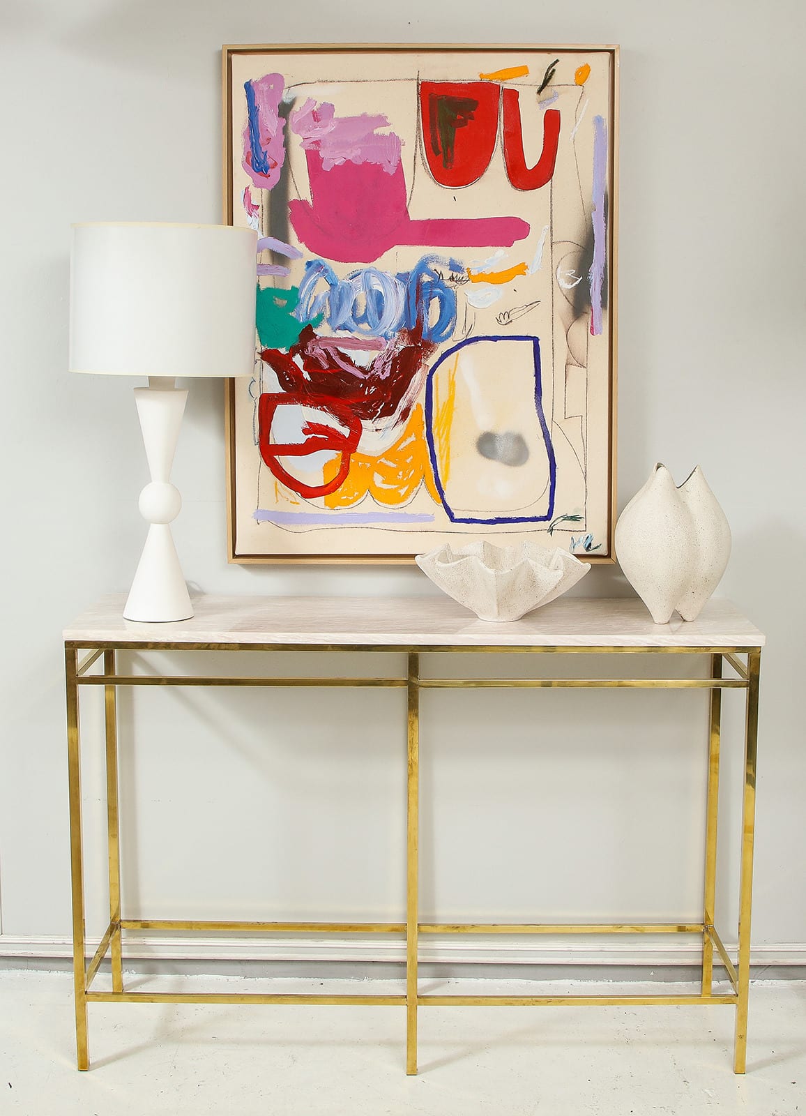 Pair of Hand Crafted Custom Plaster Arlo Table Lamps