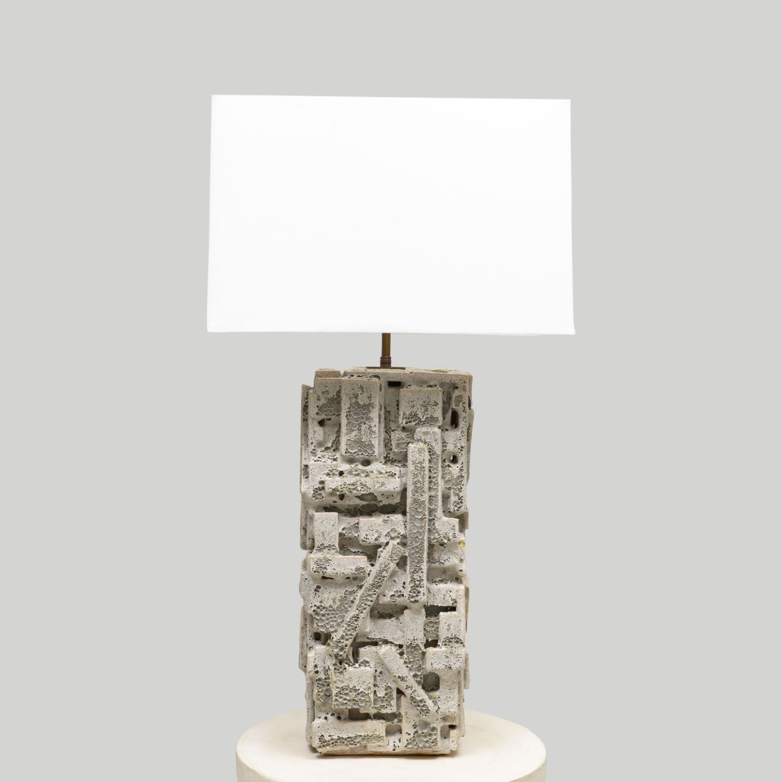 Shizue Imai, Bespoke Rectangular Sculptural Ceramic White Glazed Table Lamp , 21st century