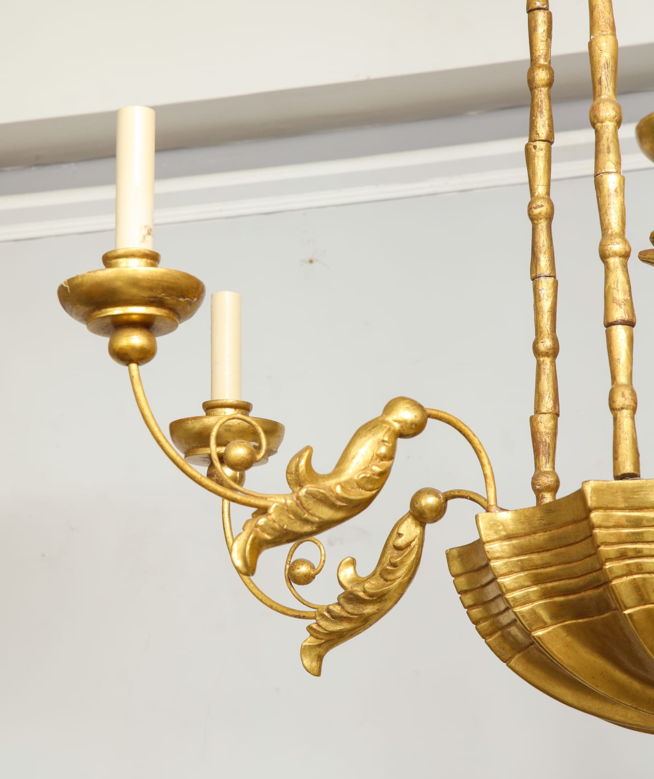Custom Giltwood Hand-Carved Chandelier in the Neoclassic Manner