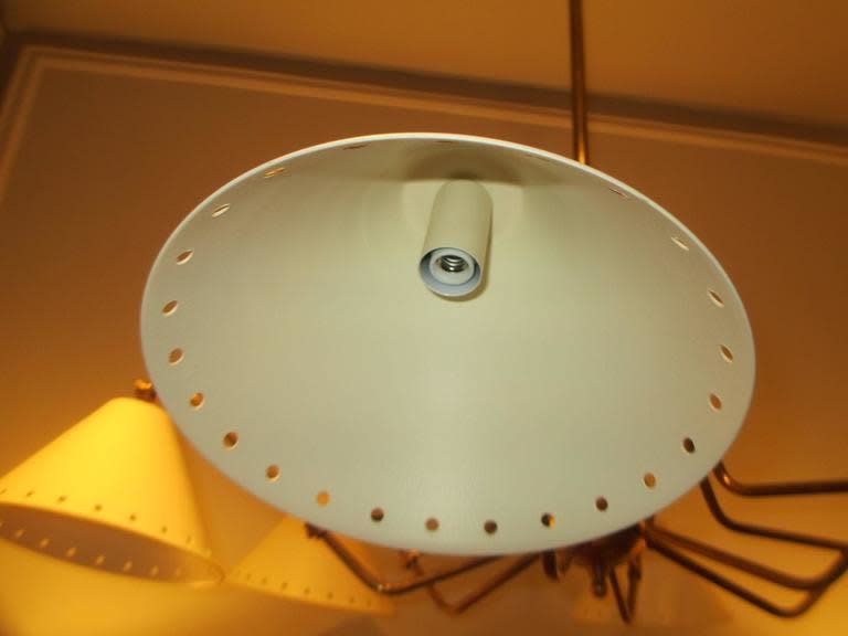 Custom Six-Light Brass and Tole Fixture in the Mid-Century Manner