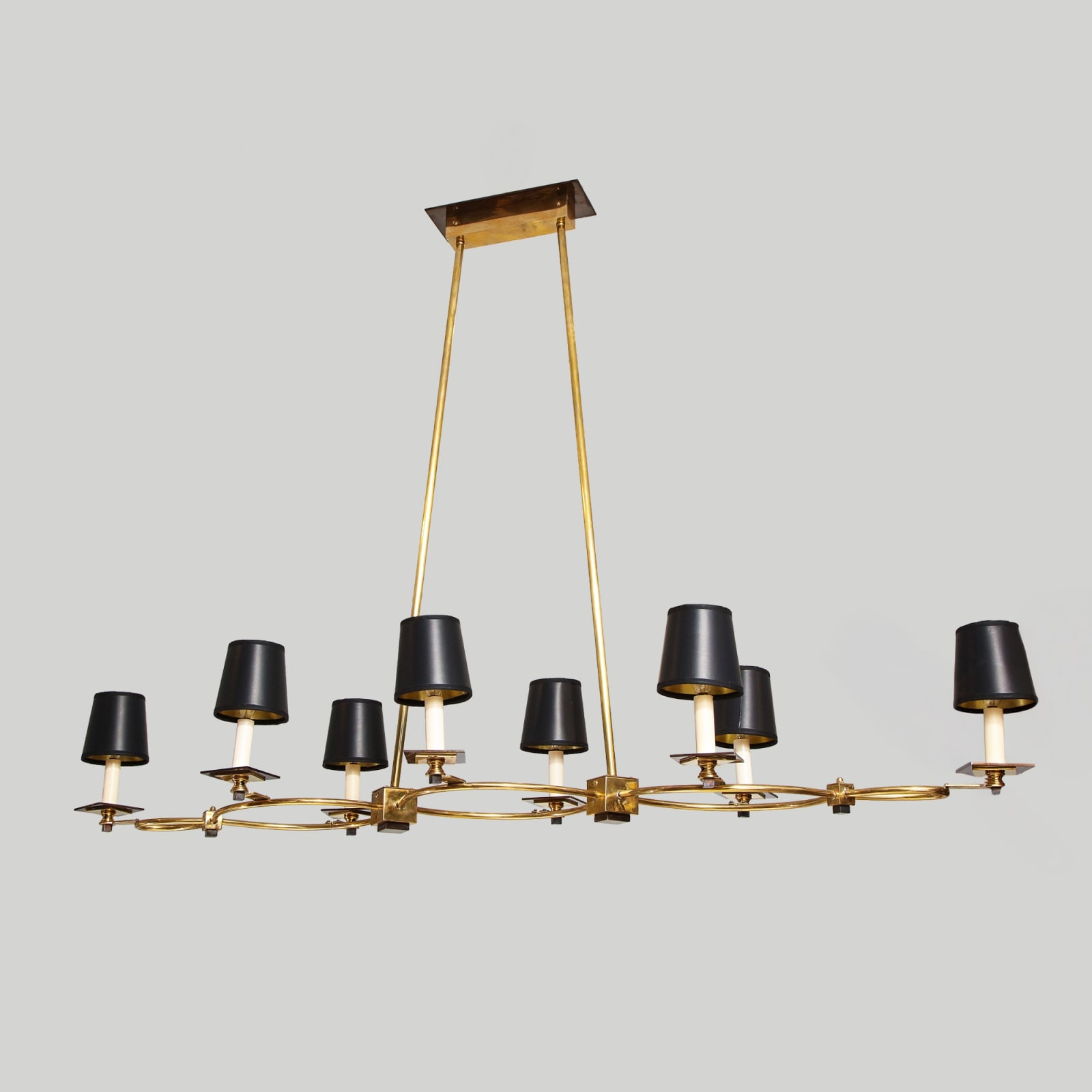 Custom Brass and Bronze Eight-Arm Fixture in the Midcentury Manner, 21st century