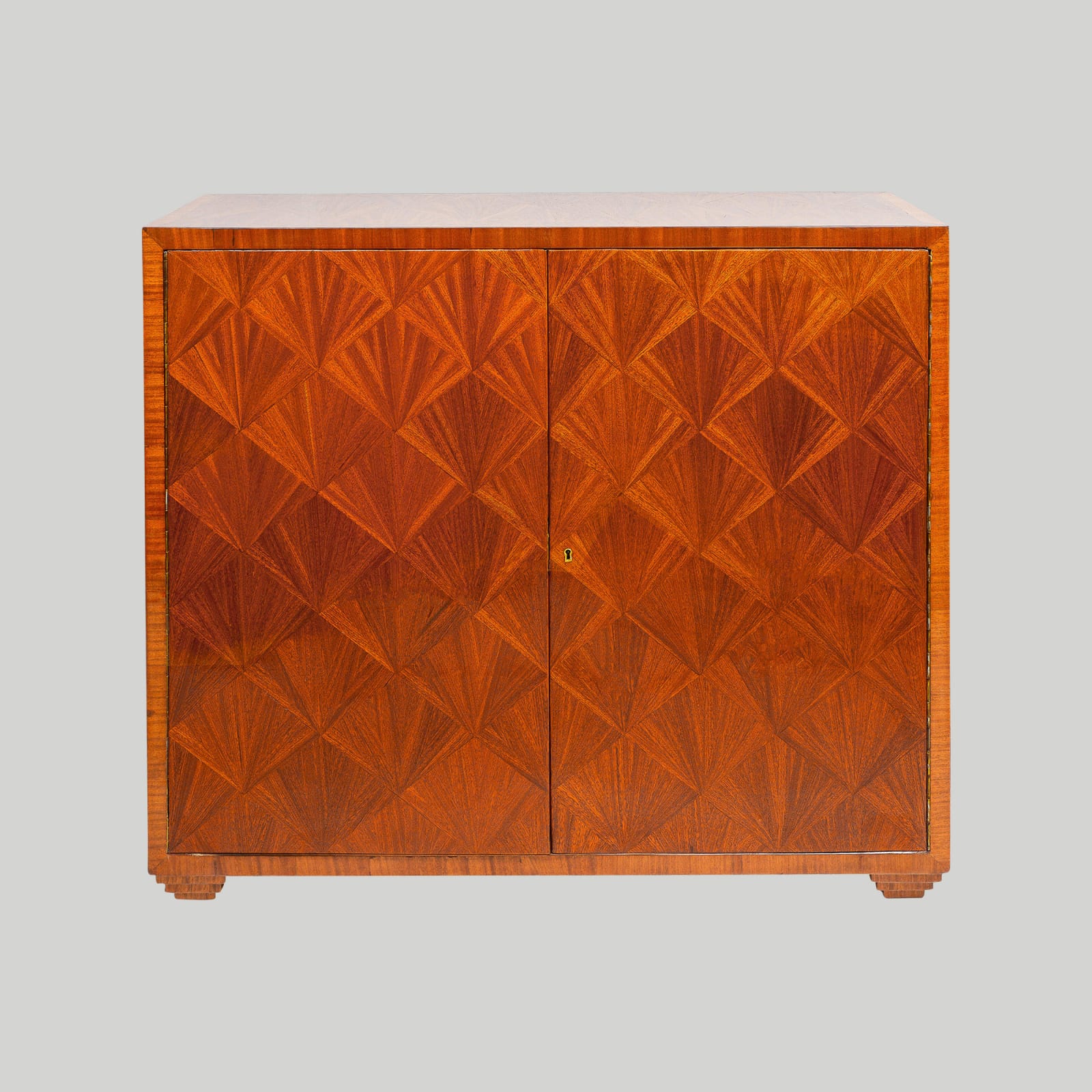 Custom French-inspired Parquetry Sycamore Cabinet in the Jean-Michel Frank Manner, 21st century