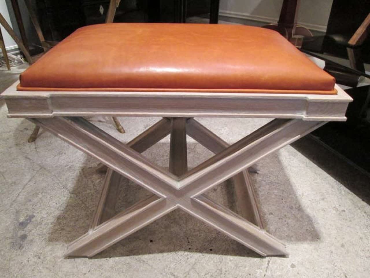 Custom Cerused Oak X-Frame Bench