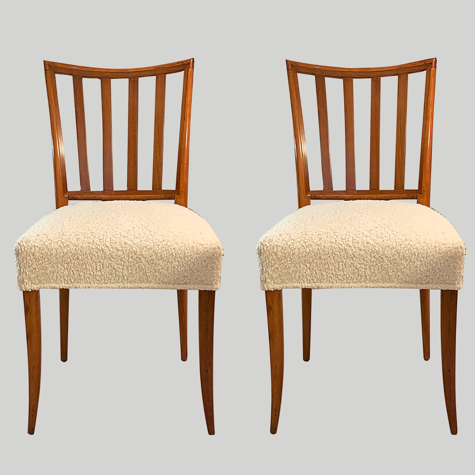 Pair of Mid-Century Slat-Back Dining Chairs, c 1950's - 1960's