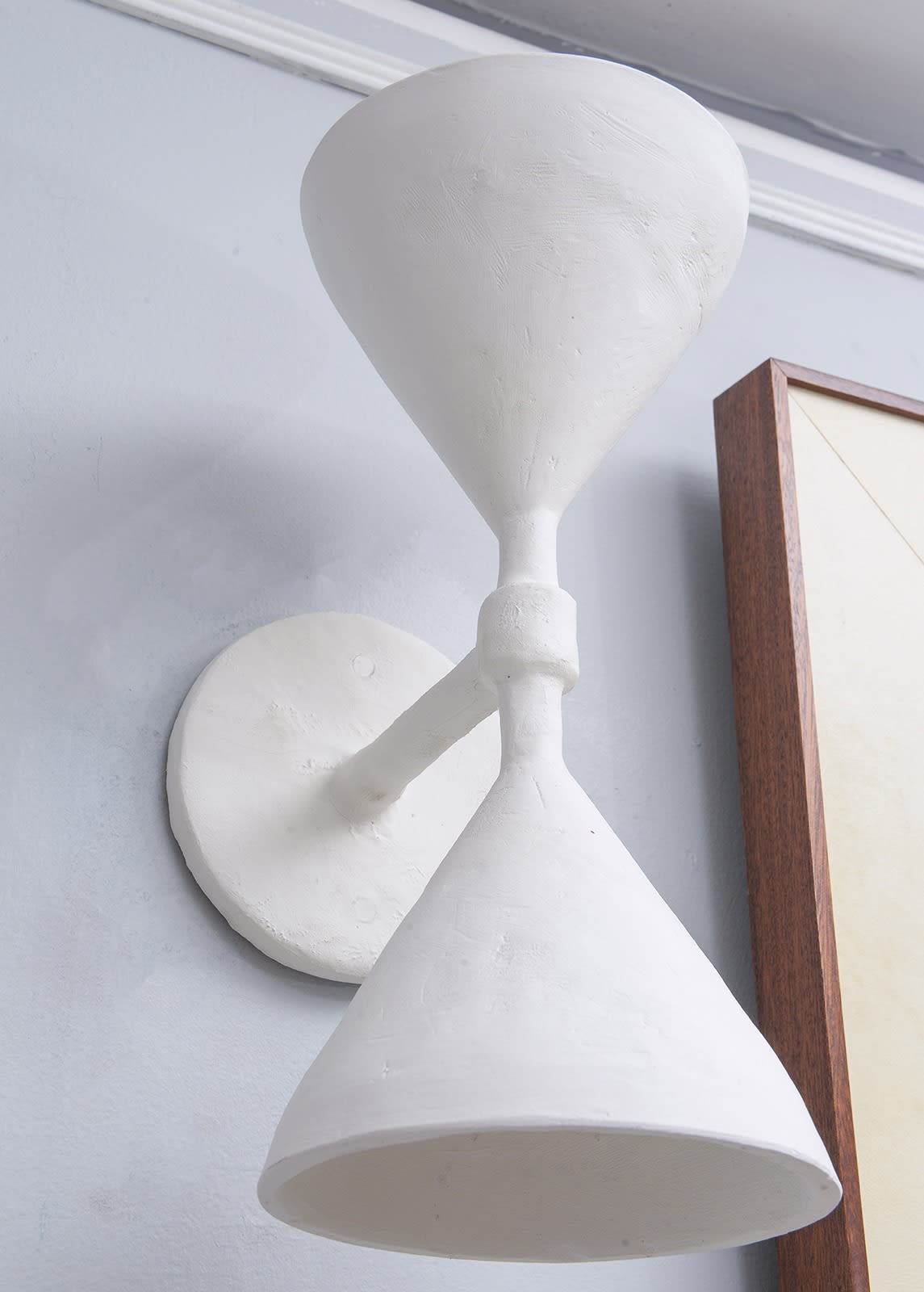 Custom Pair of Gaston Double-Arm Plaster Sconces