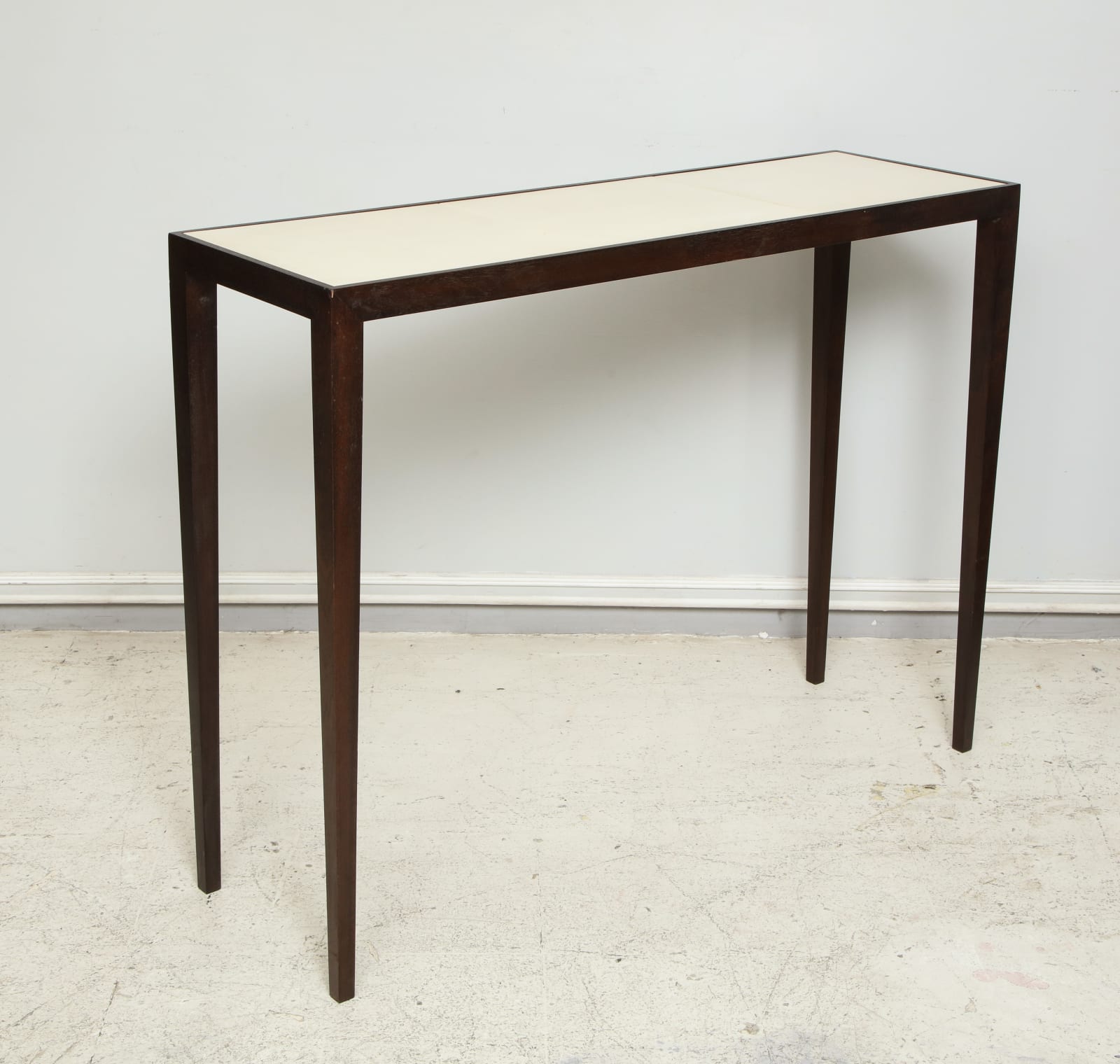 Custom Parchment Top Mahogany Console Table