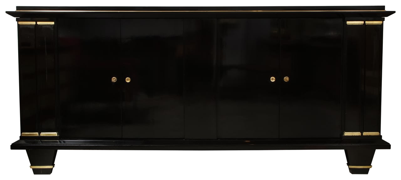 Bespoke Ebonized Architectural Sideboard with Bronze Mounts, 21st century