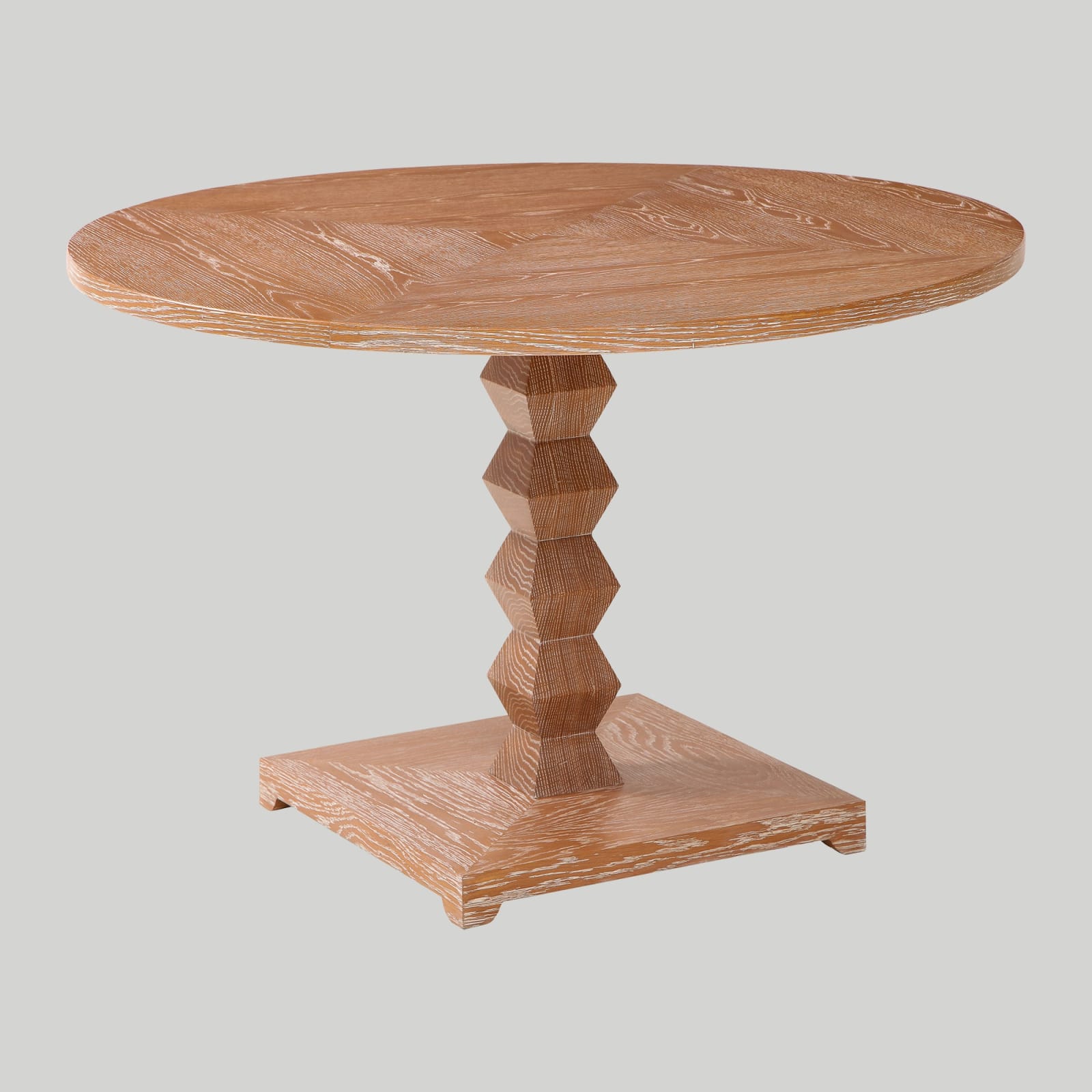 Custom Cerused Oak Center Table Inspired by French 1940s Design, 21st century