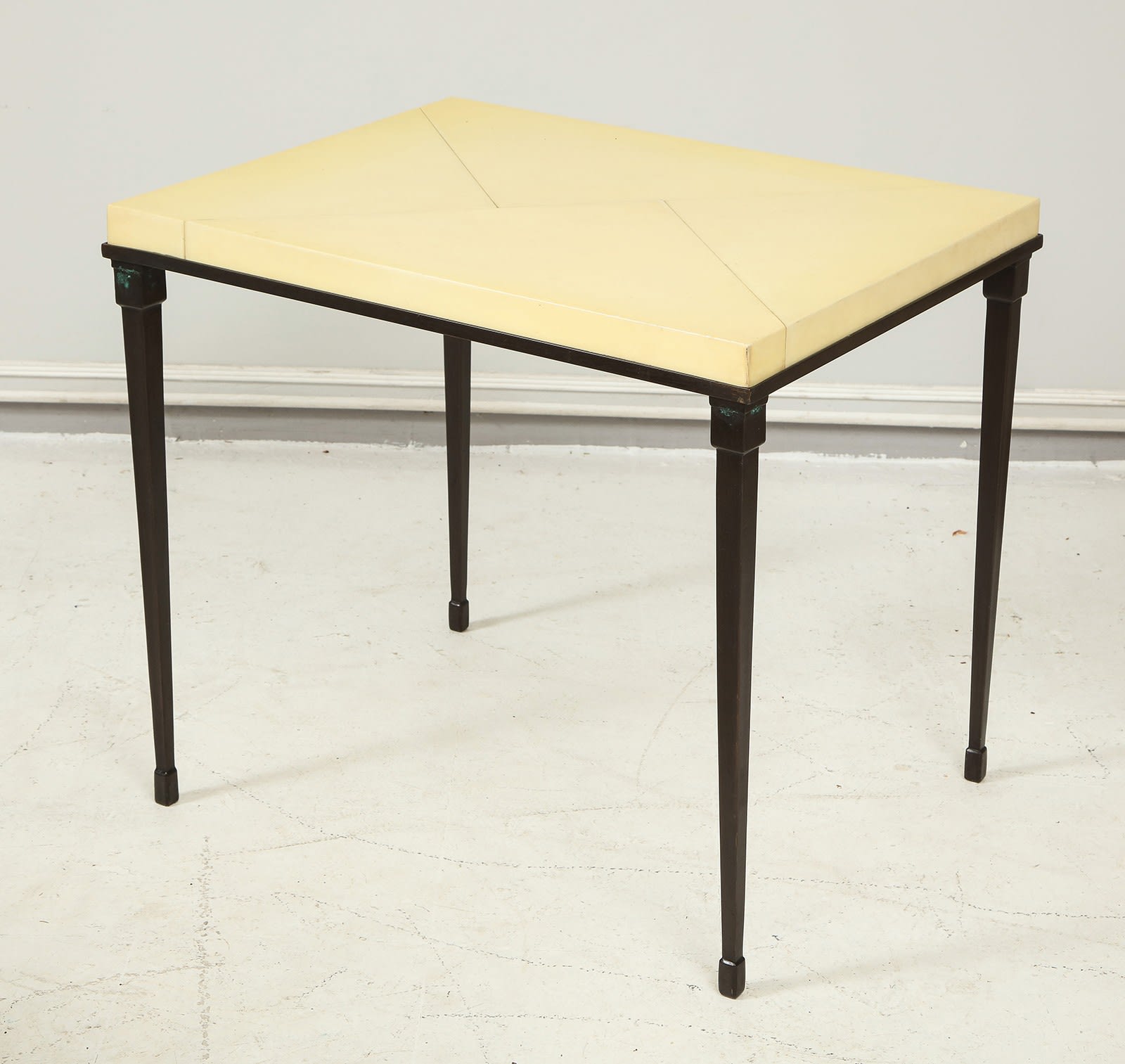 Custom Parchment-Top Table with Iron Base, 21st century