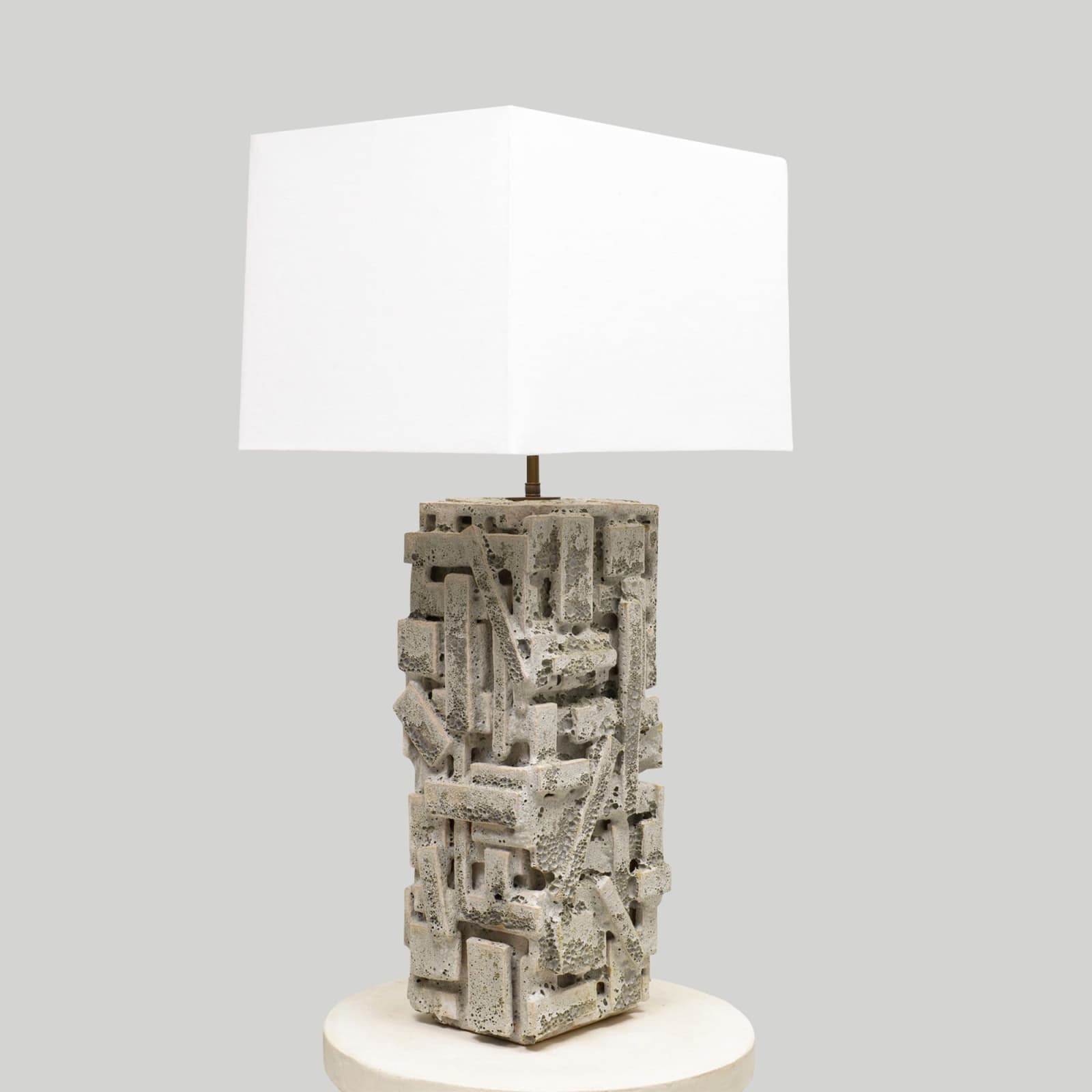 Shizue Imai, Bespoke Rectangular Sculptural Ceramic White Glazed Table Lamp , 21st century