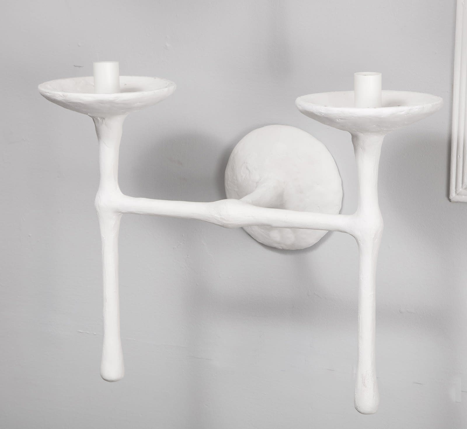 Pair of Custom Double-Arm Plaster Sconces in the Giacometti Manner, 21st century