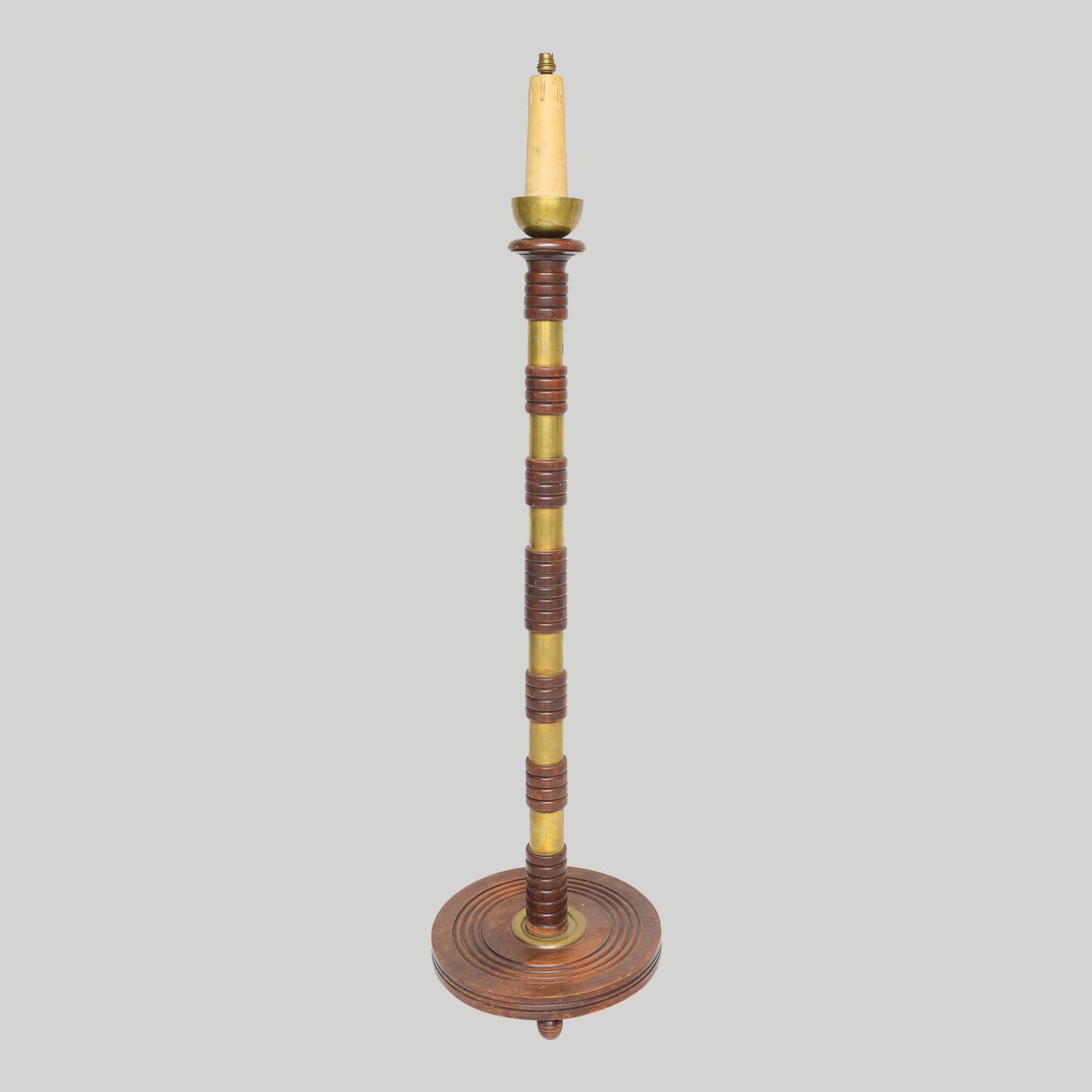 Sculptural French Mid-Century Floor Lamp with Brass Rings, c 1950’s