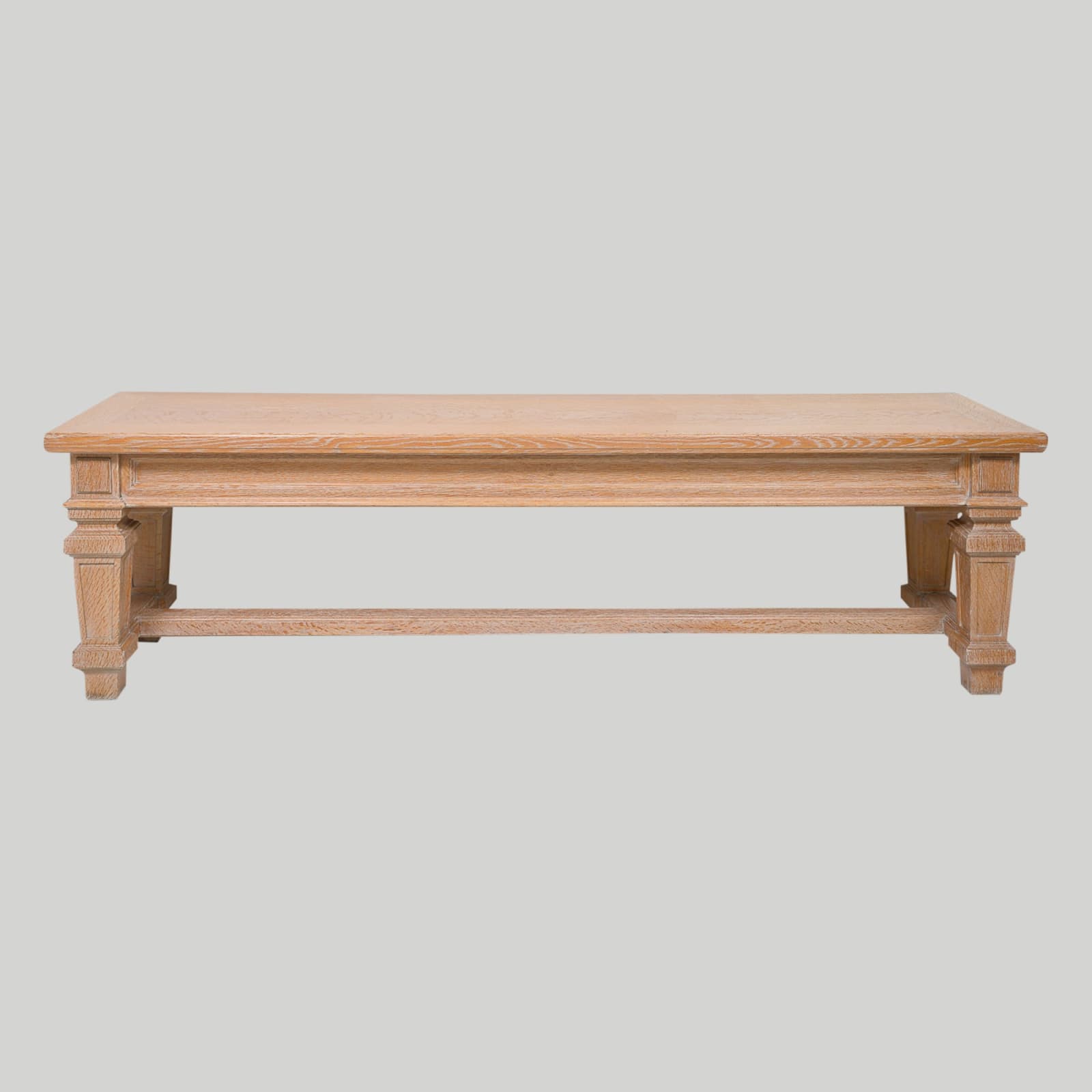 Vintage French Cerused Oak Bench, c 1950's