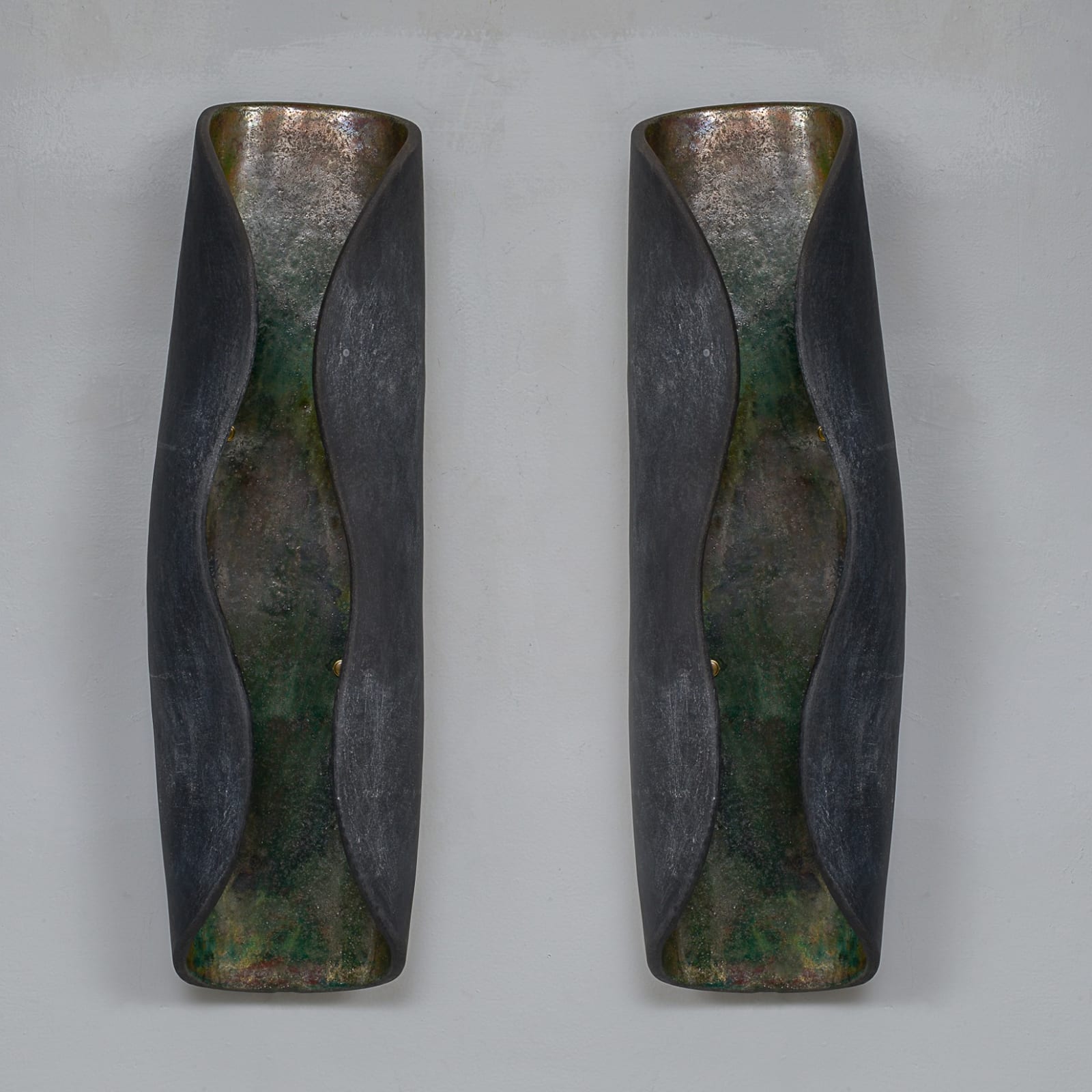 Barbara Billoud, Pair of French Bespoke Sculptural Ceramic Sconces, 21st century