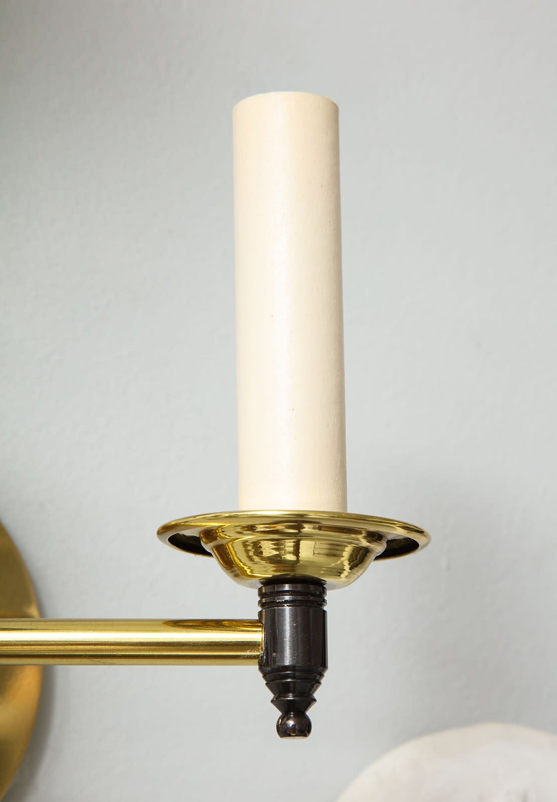 Custom Pair of Two-Arm Brass Sconces in the Midcentury Manner