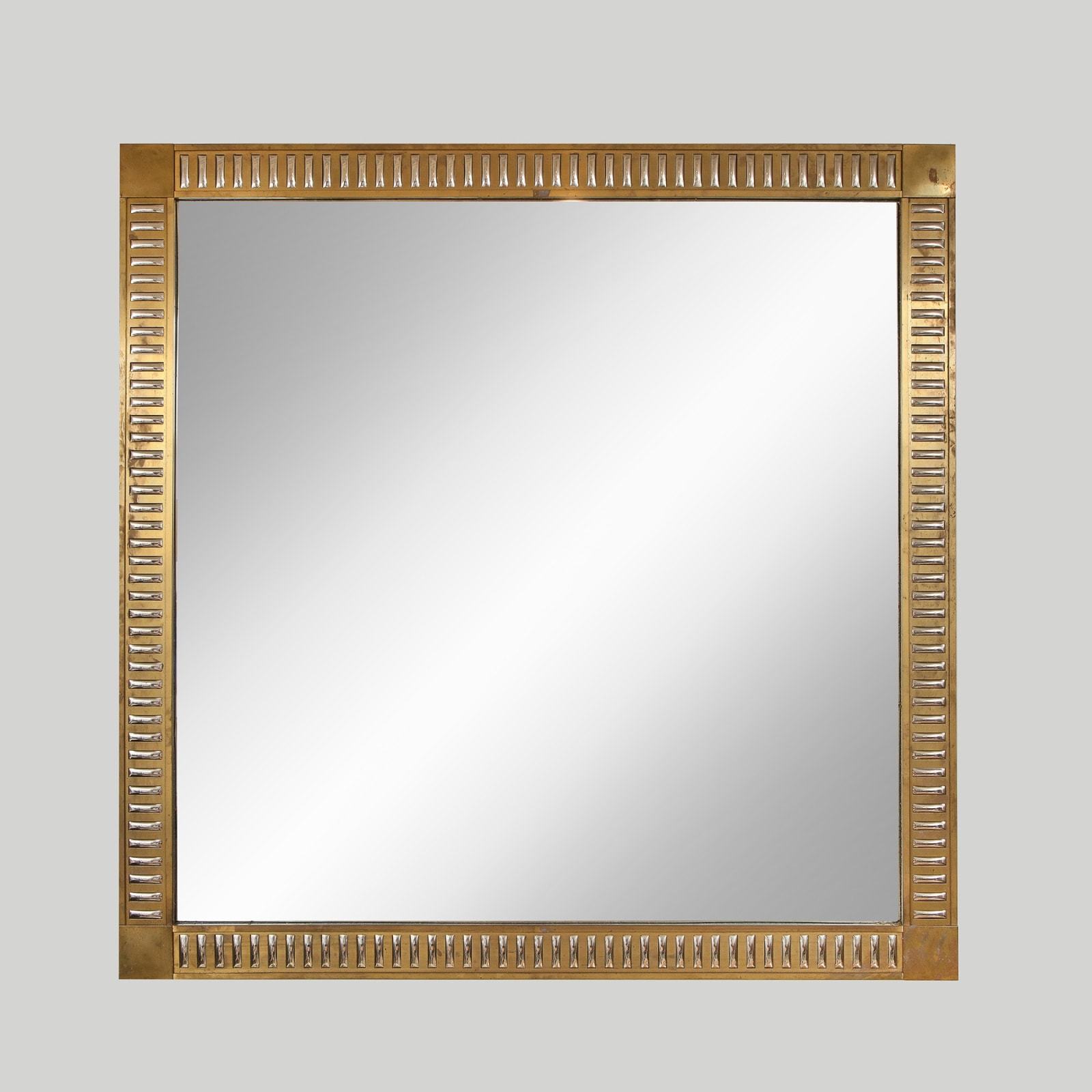 Custom Rectangular Bronze Mirror with Mirrored Inserts in the Neoclassic Manner