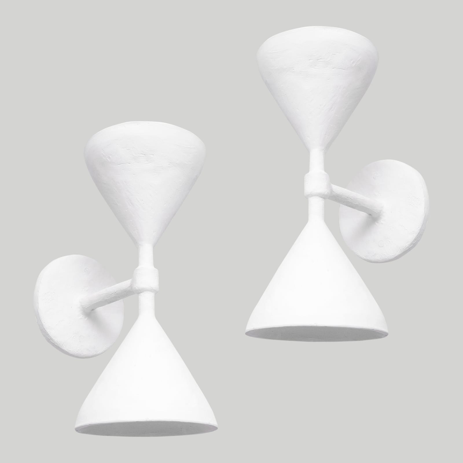 Custom Pair of Gaston Double-Arm Plaster Sconces