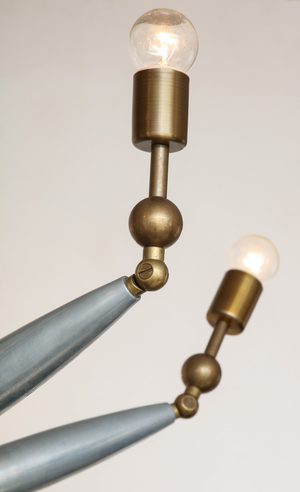 Italian Mid-Century Articulated Chrome and Brass Chandelier