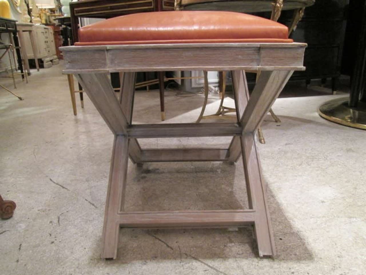 Custom Cerused Oak X-Frame Bench