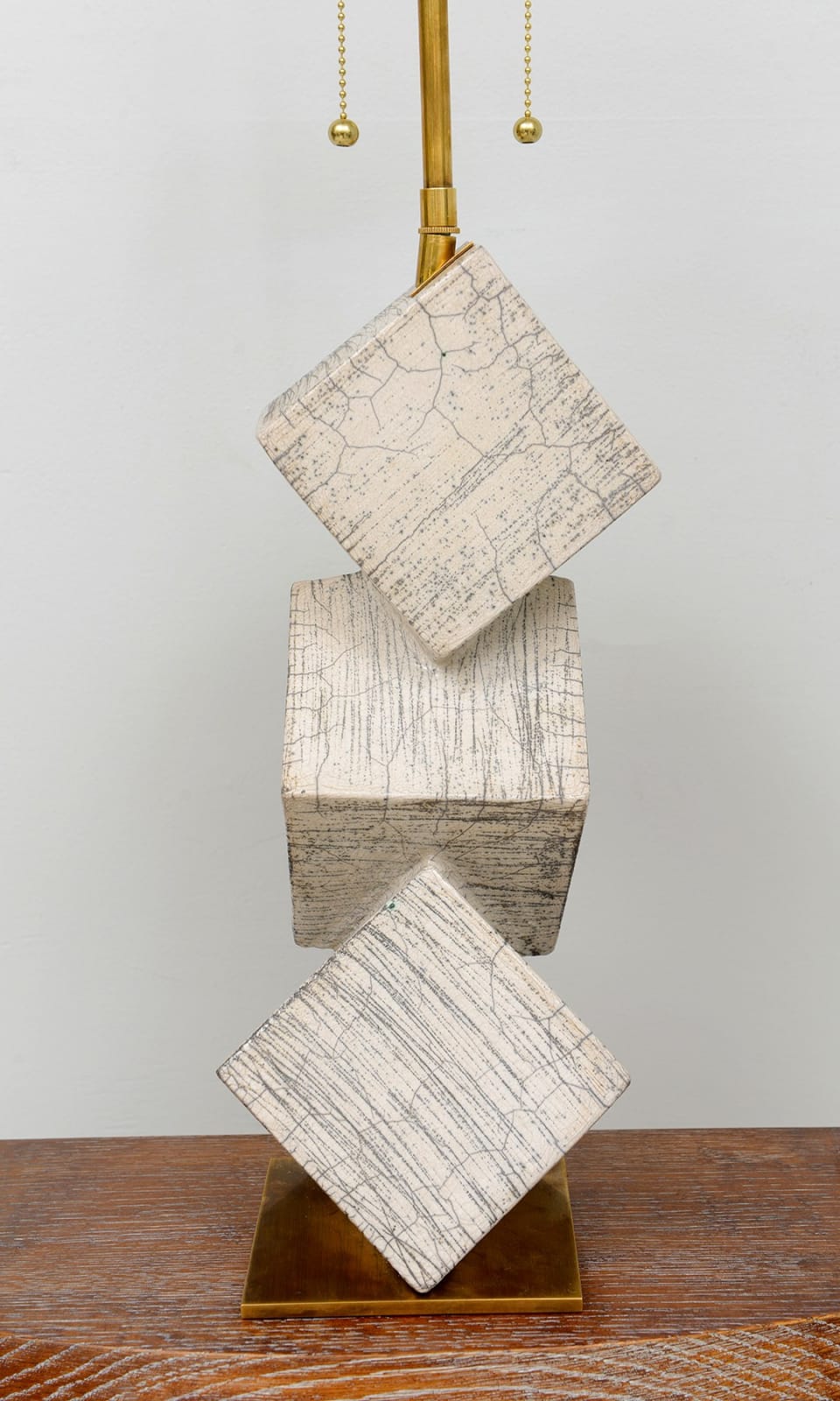 Barbara Billoud, French Bespoke Pair of Sculptural Raku Ceramic Cubist Lamps, 2023