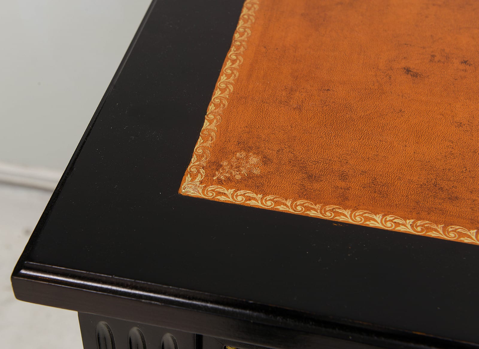 Maison-Jansen Attributed French Leather Top Bureau Plat Desk, c 1960's