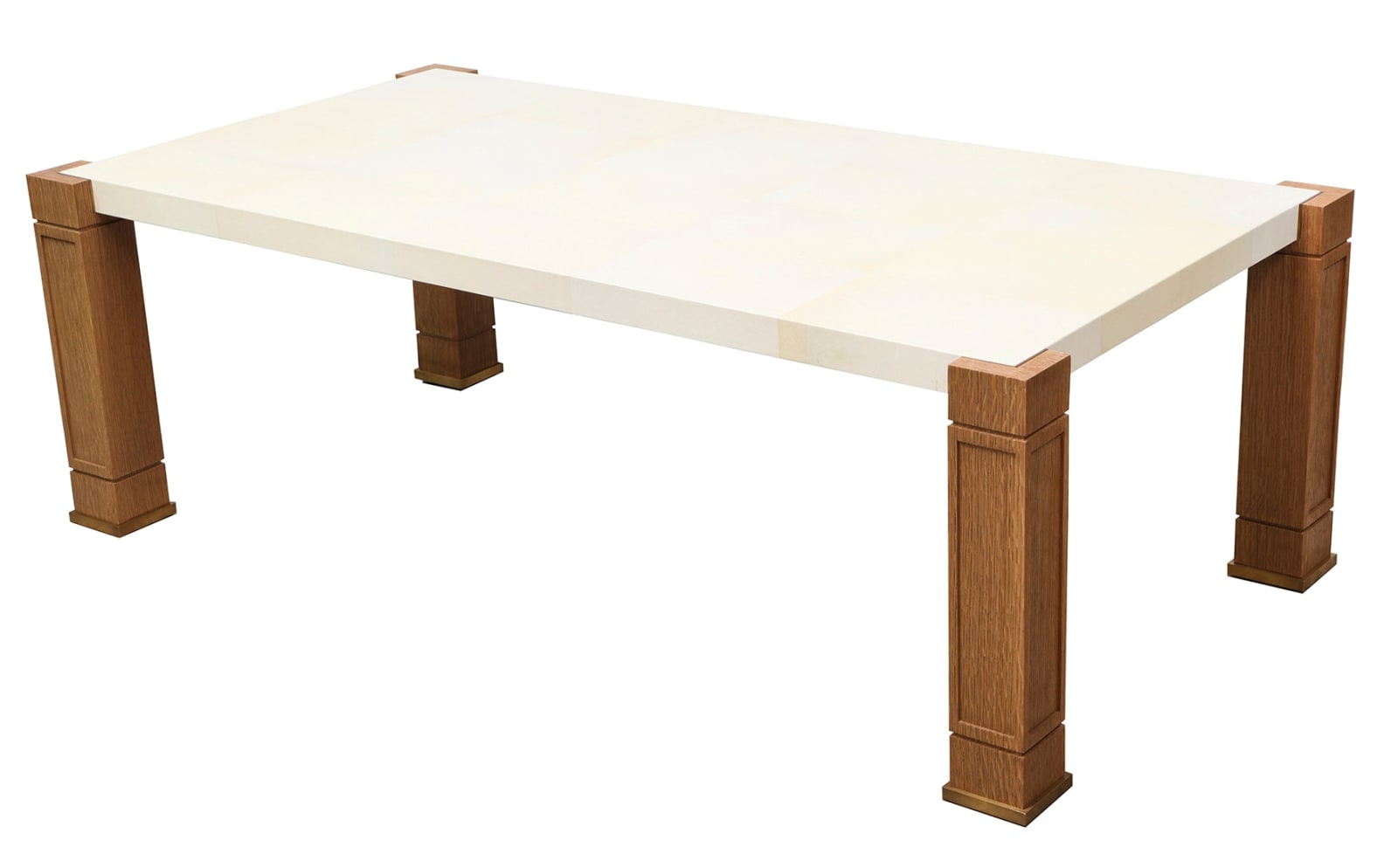 Custom Exquisite Parchment and Cerused Oak Coffee Table, 21st century