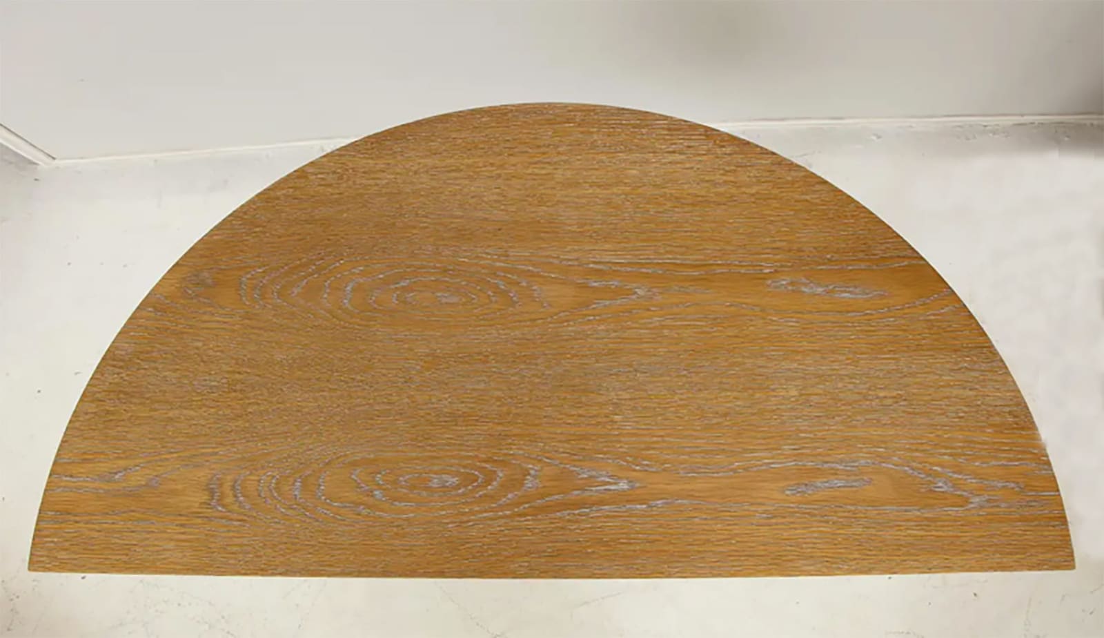 Custom Cerused Oak Bobo Demilune Console on Splayed Tapered Legs, 21st Century