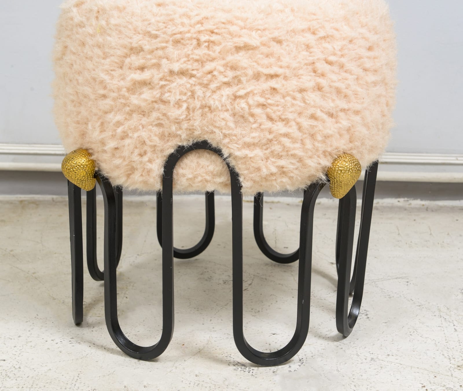 Pair of Stools with Boucle Fabric