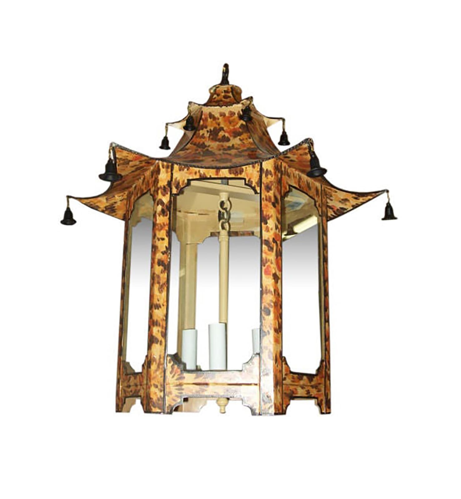 Custom Pagoda-Shaped Faux-Tortoise Fixture