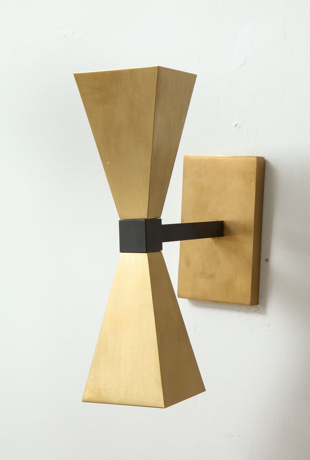 Pair of Custom Brass Sconces in the Style of Mid-Century Modern, 21st century