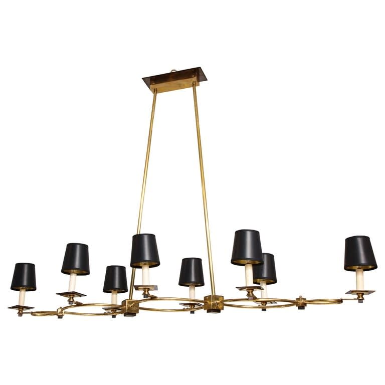 Custom Brass and Bronze Eight-Arm Fixture in the Midcentury Manner, 21st century
