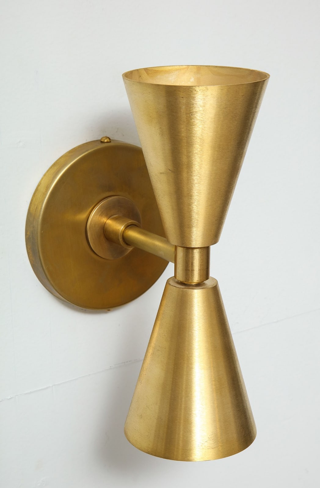 Pair of Custom Brass Sconces in the Midcentury Manner, 21st century
