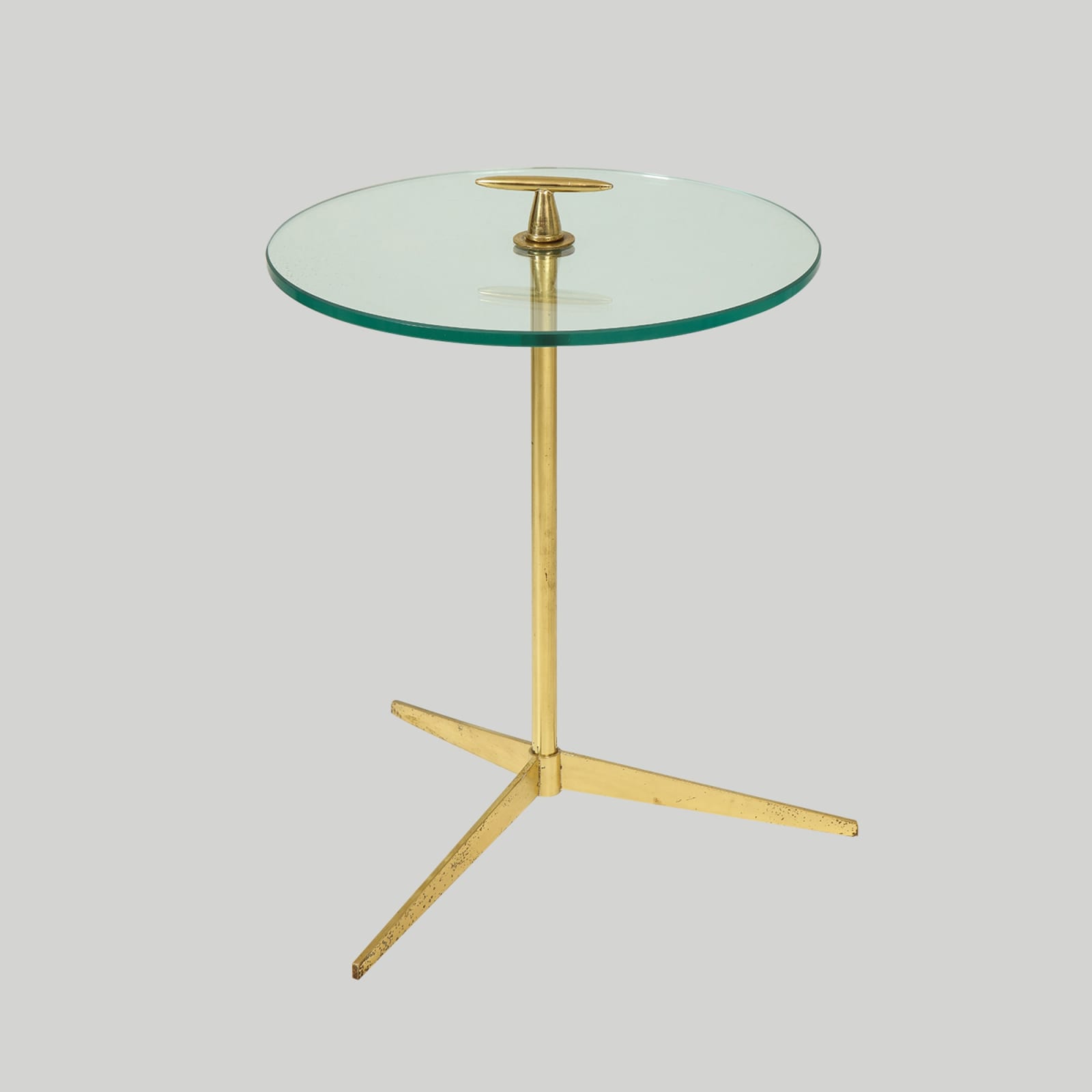 Midcentury Italian Table on Brass Tripod Base, c 1950s-1960s