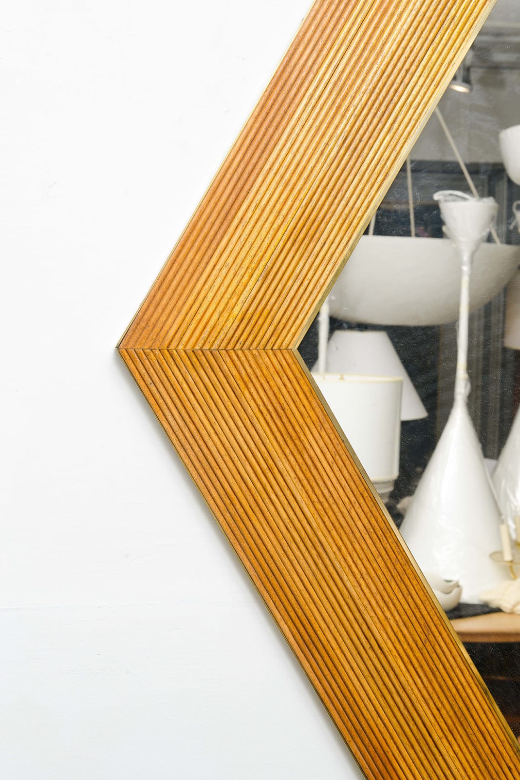 Contemporary Italian Hexagonal Rattan Mirror, 21st Century