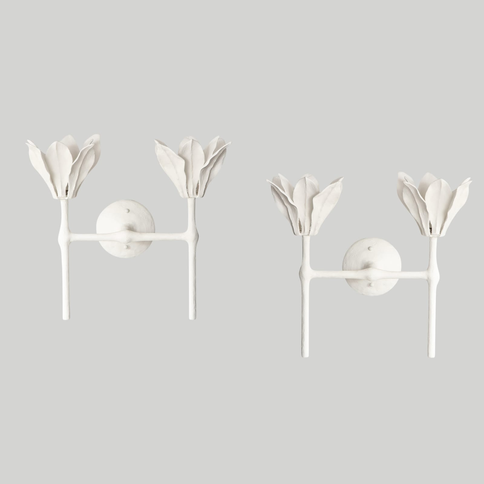 Custom Pair of Plaster Fleur Sconces
