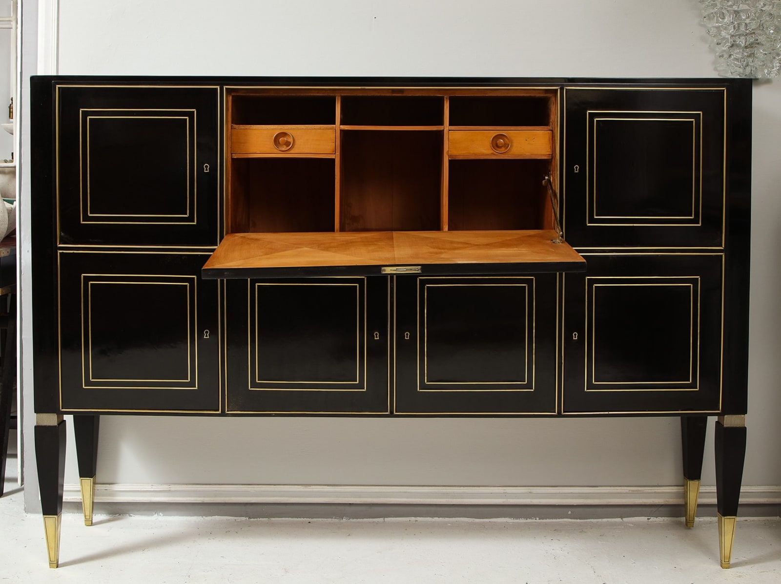 Bespoke Ebonized Brass-Inlaid Neoclassic Style Cabinet, 21st century