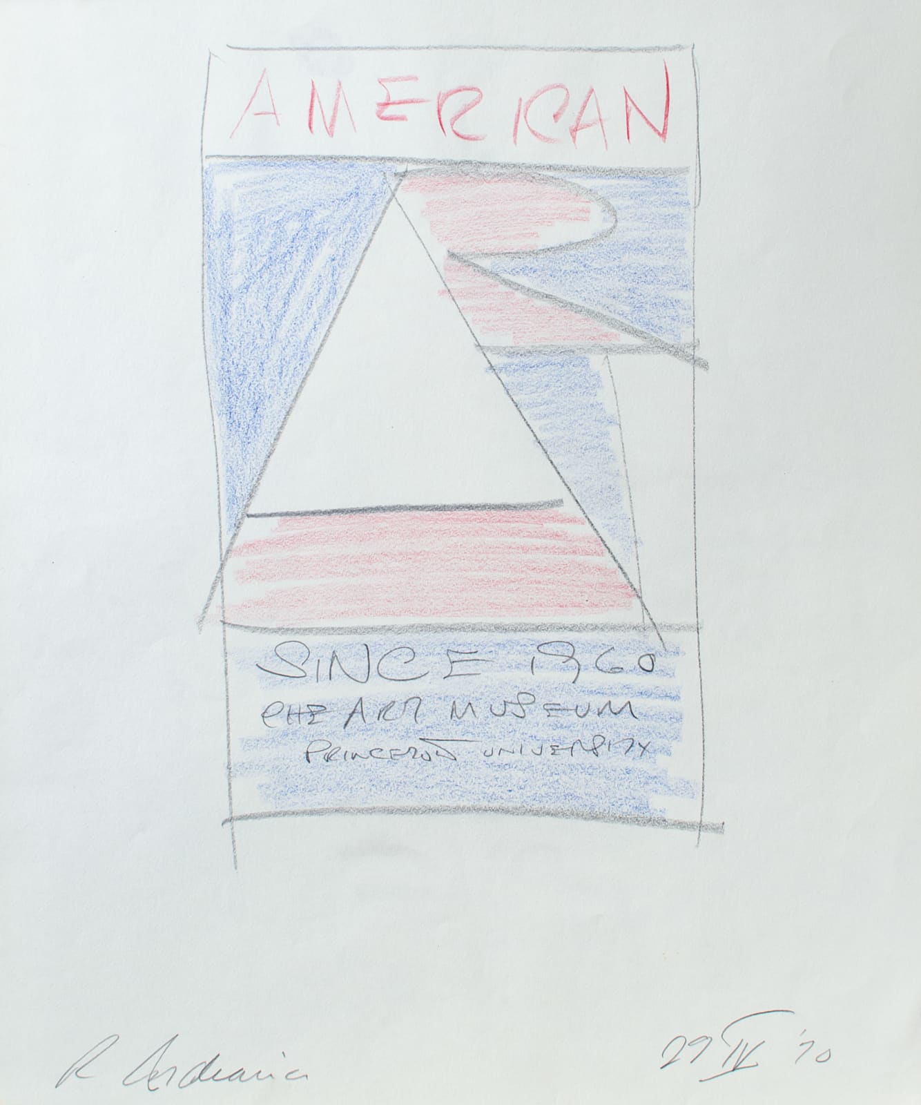 Robert Indiana, Preparatory drawing for "American Art since 1960", 1970