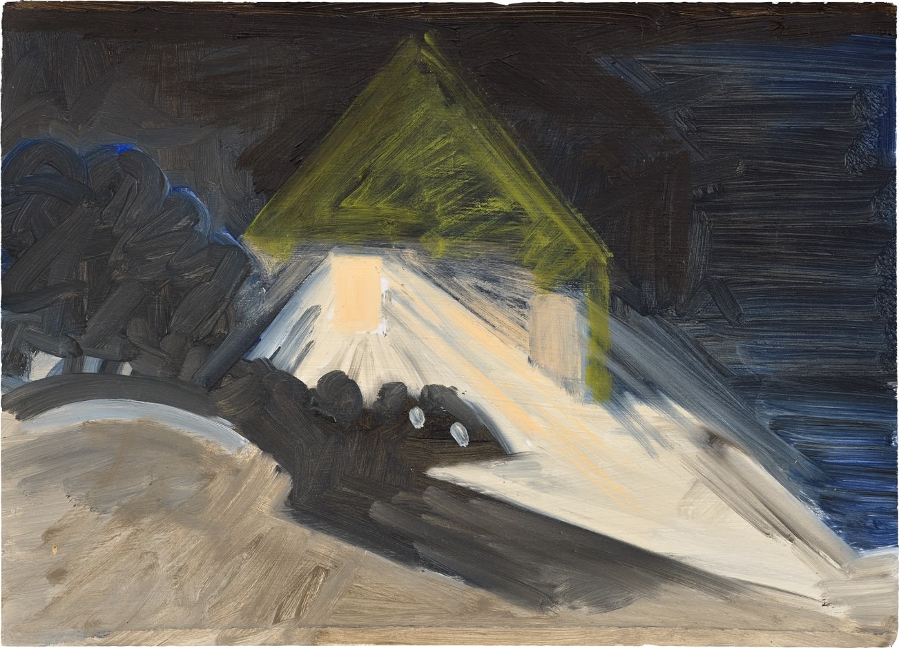 Lois Dodd, Poland's House in Fog, 1990