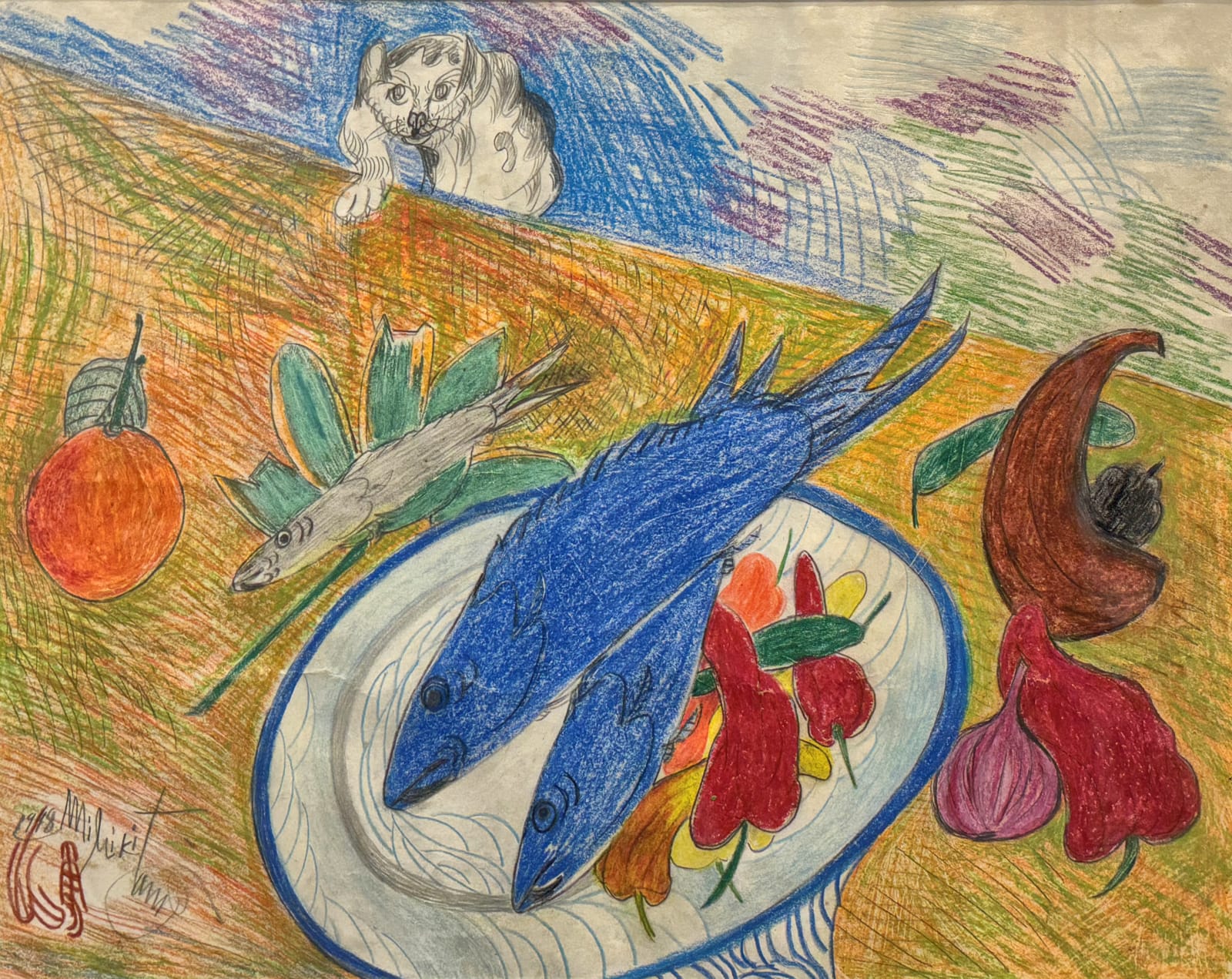 Jimmy Tsutomu Mirikitani, Fish and Cat, 1998