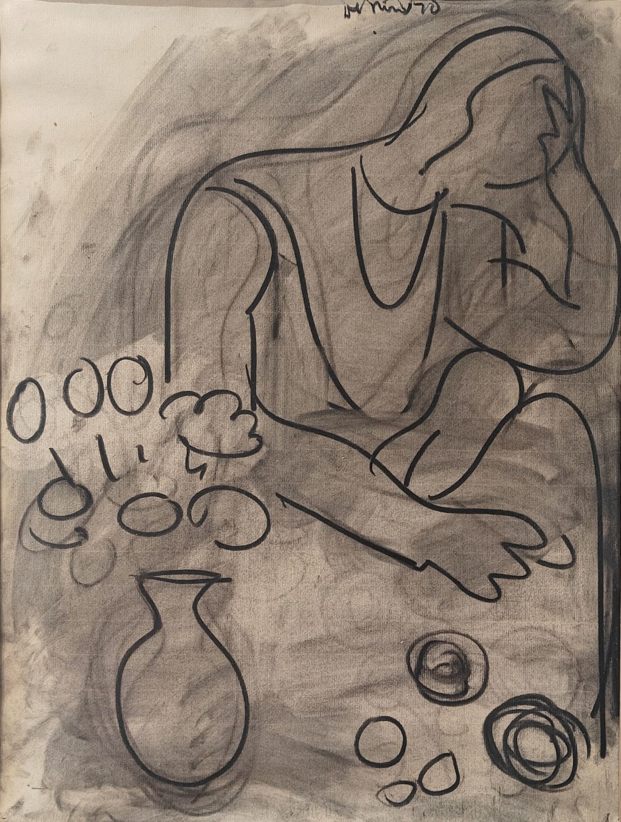 Robert de Niro Sr., Seated Figure and Flowers in a Vase, 1970