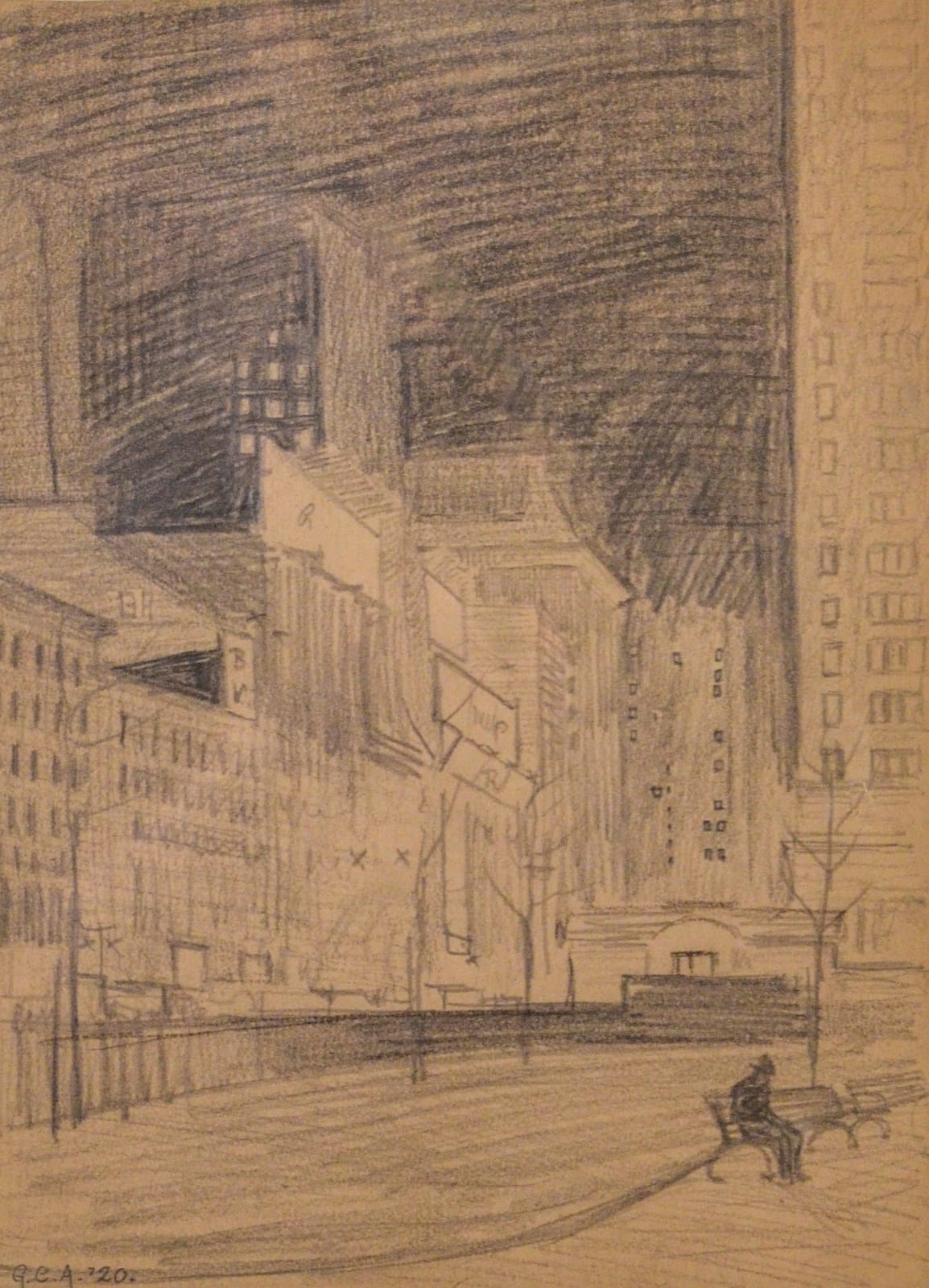 George Ault, 42nd Street from Bryant Park, 1920