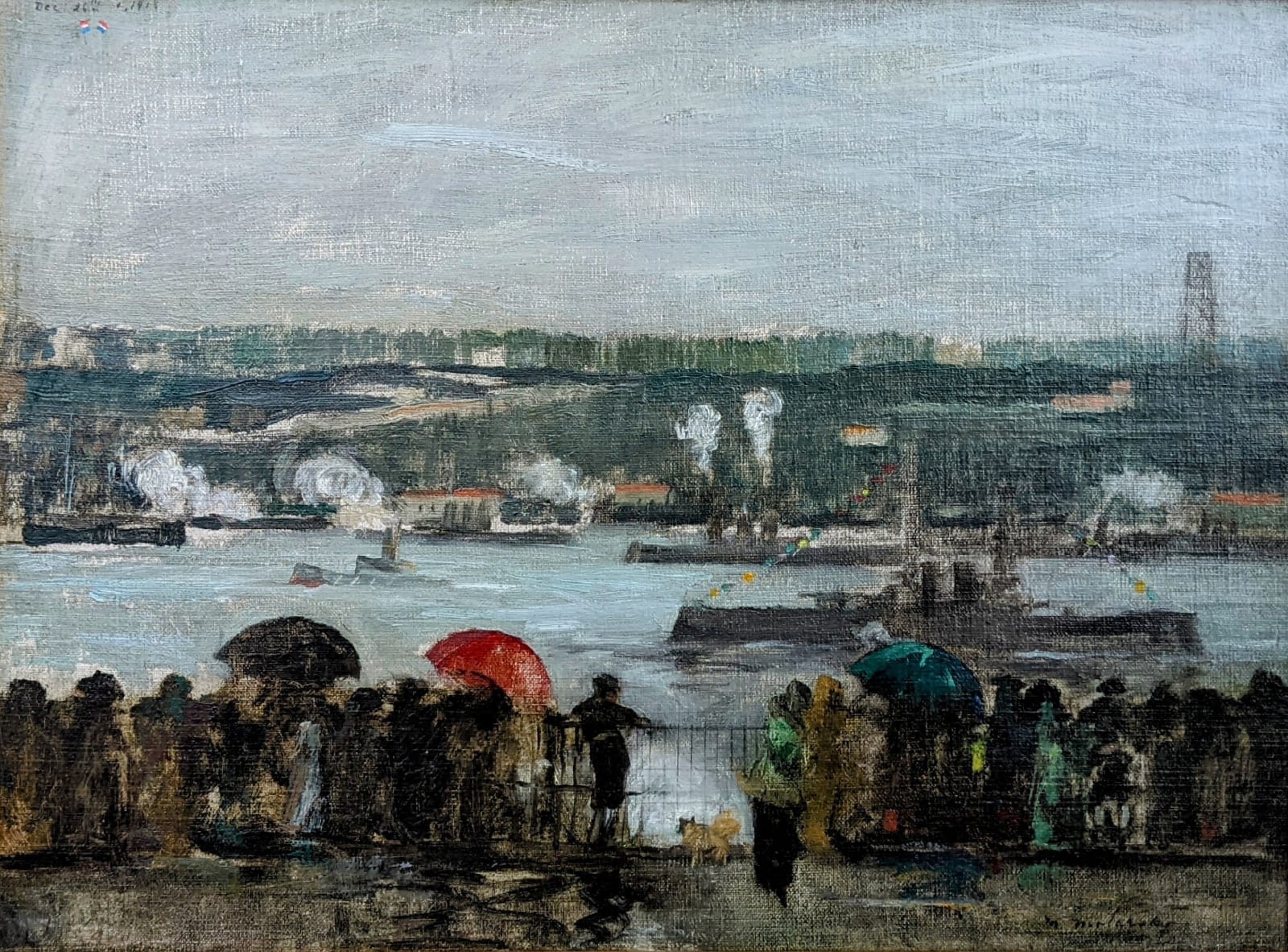 Maurice Molarsky, Return of the Fleet, Rainy Day Along the Hudson After World War I, 1918
